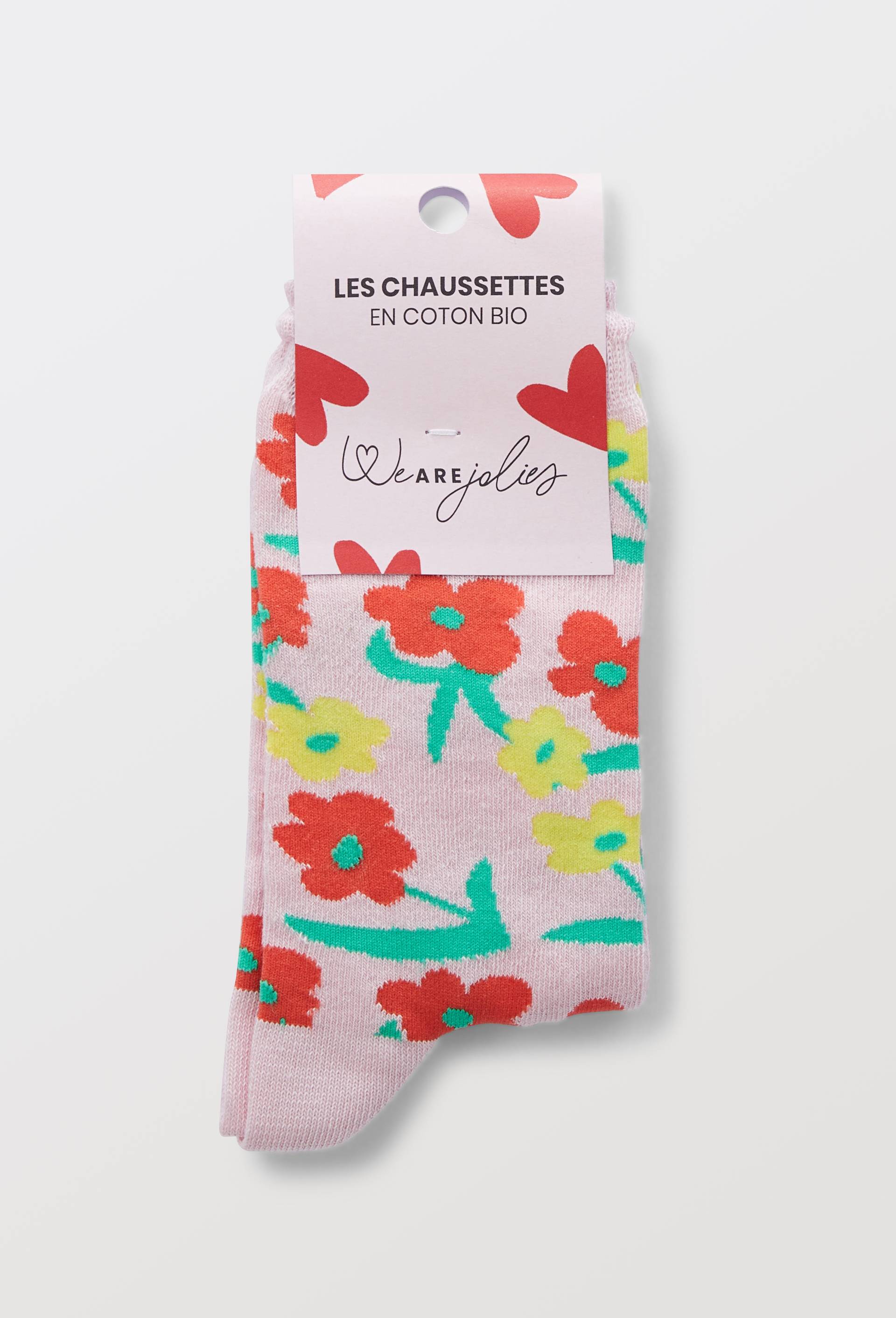 Chaussettes fantaisies en coton bio WE ARE JOLIES, Rose, large image number 2.0
