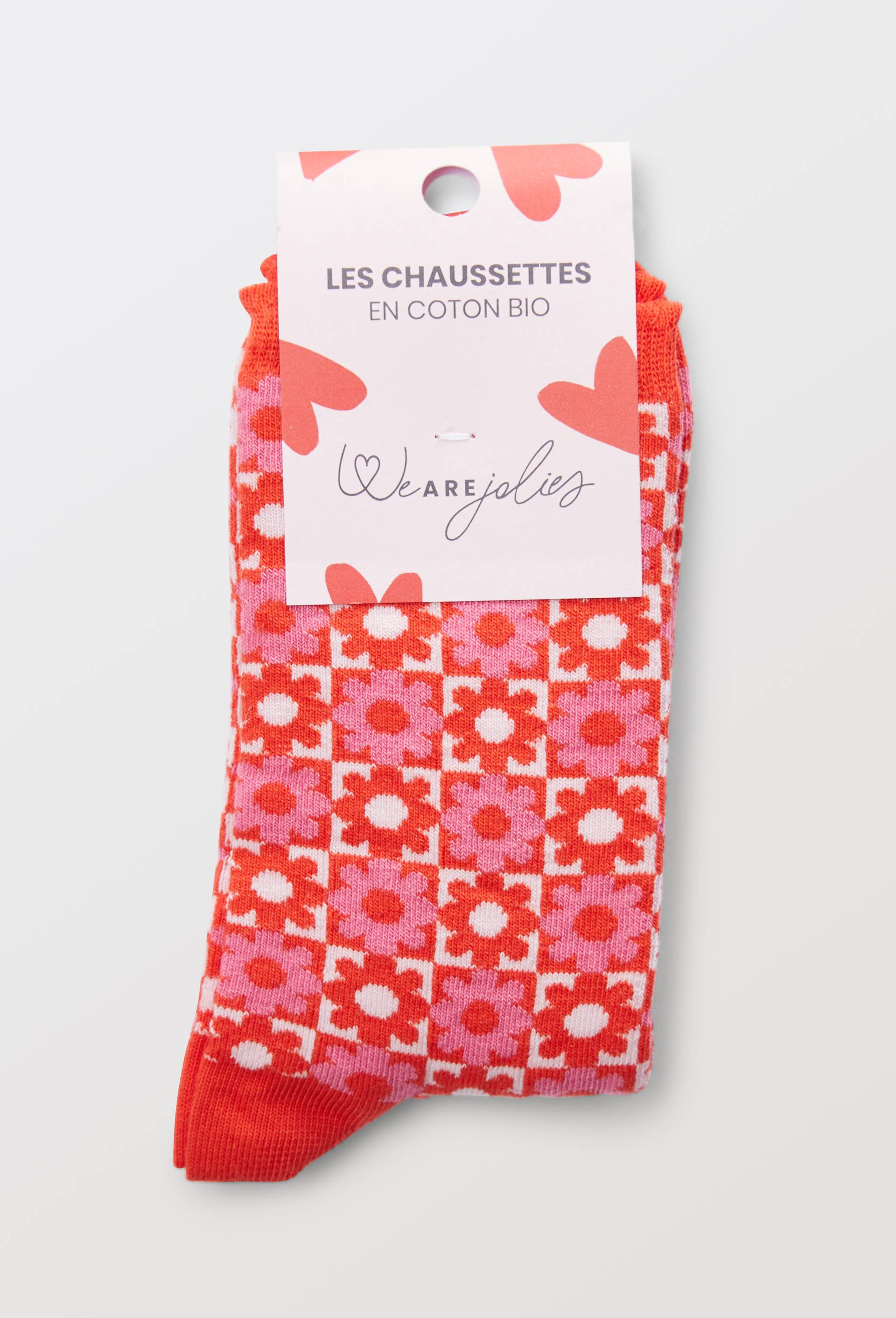 Chaussettes fantaisies en coton bio WE ARE JOLIES, Rose fonc&eacute;, large image number 2.0