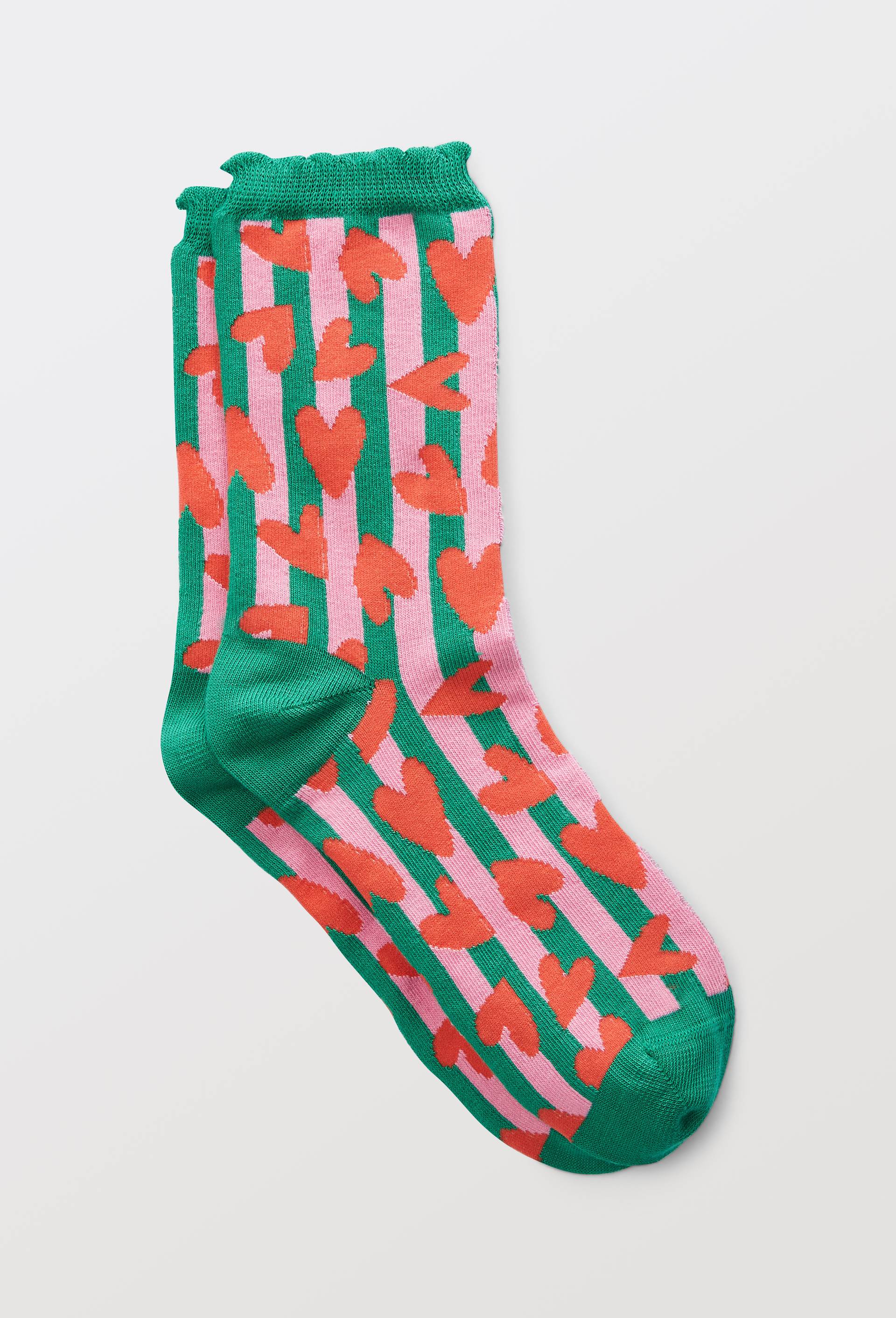 Chaussettes fantaisies en coton bio WE ARE JOLIES, Vert fonc&eacute;, large image number 0.0