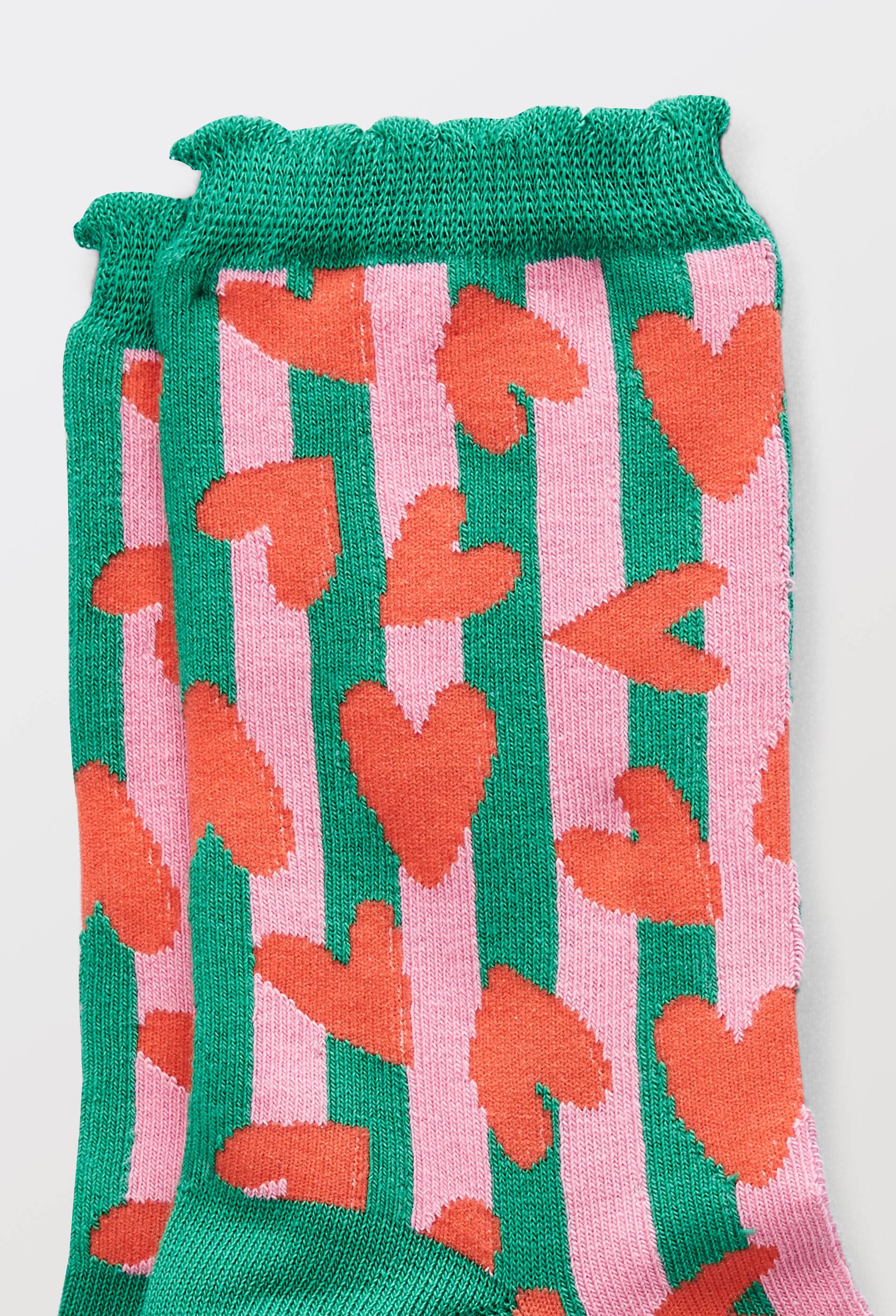 Chaussettes fantaisies en coton bio WE ARE JOLIES, Vert fonc&eacute;, large image number 1
