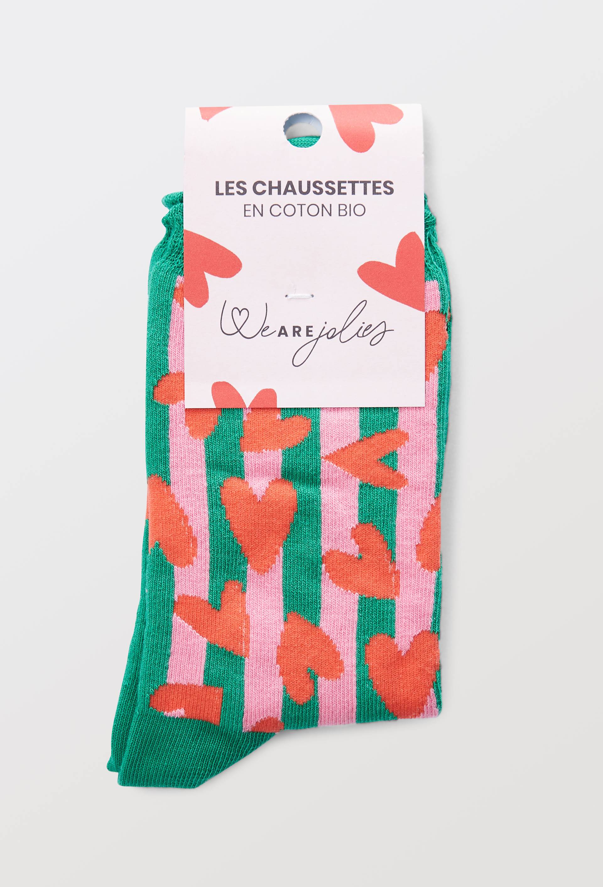 Chaussettes fantaisies en coton bio WE ARE JOLIES, Vert fonc&eacute;, large image number 2