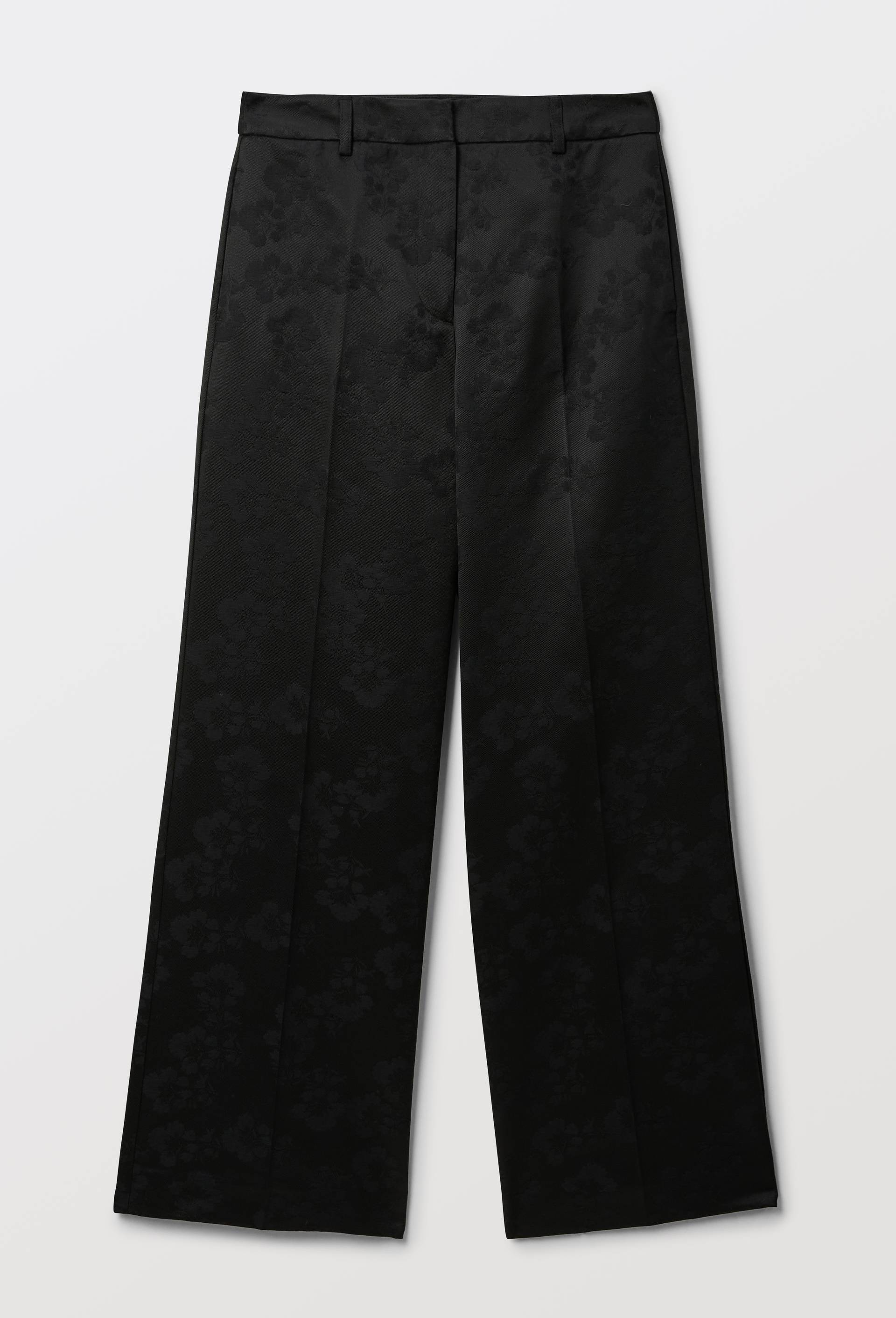 Pantalon droit &agrave; motifs jacquard, Noir, large image number 2