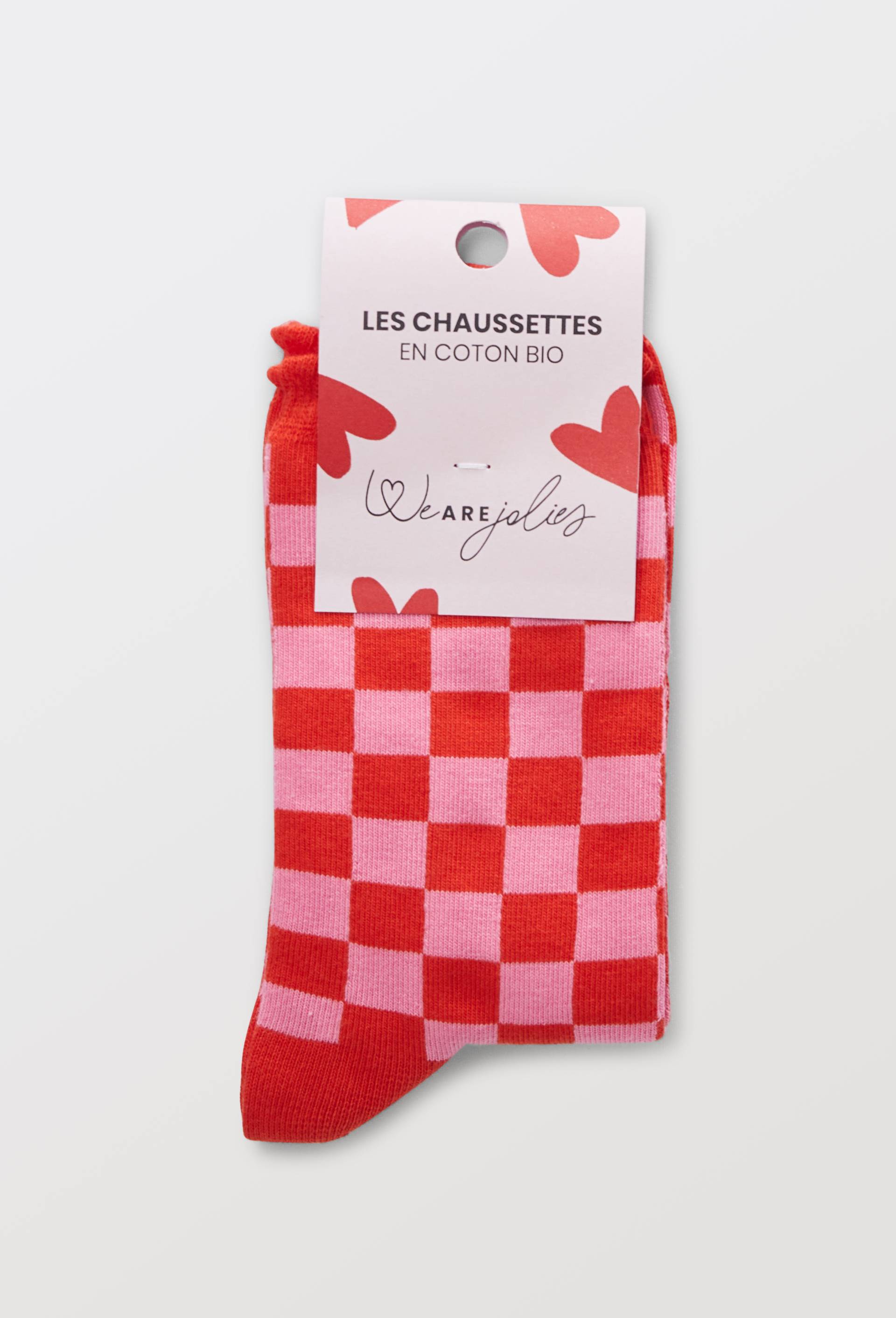 Chaussettes fantaisies en coton bio WE ARE JOLIES, Rose fonc&eacute;, large image number 2