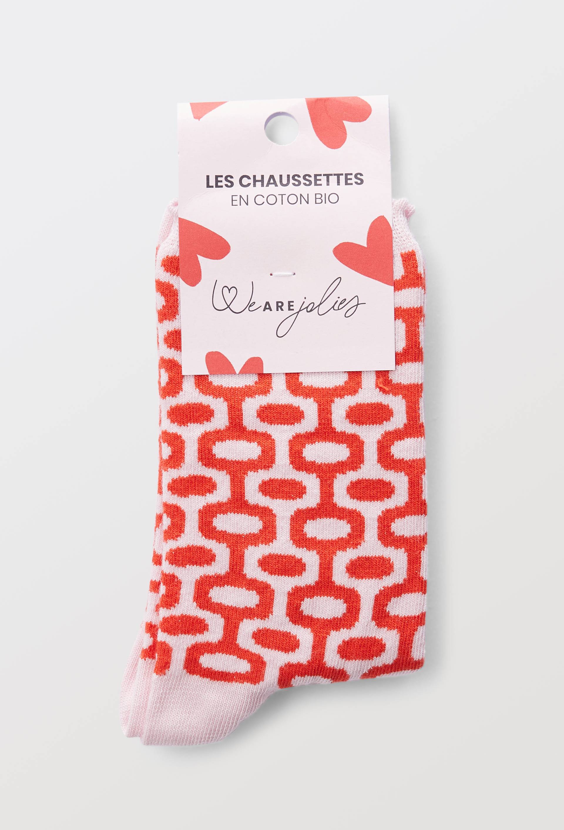 Chaussettes fantaisies en coton bio WE ARE JOLIES, Rose, large image number 2.0
