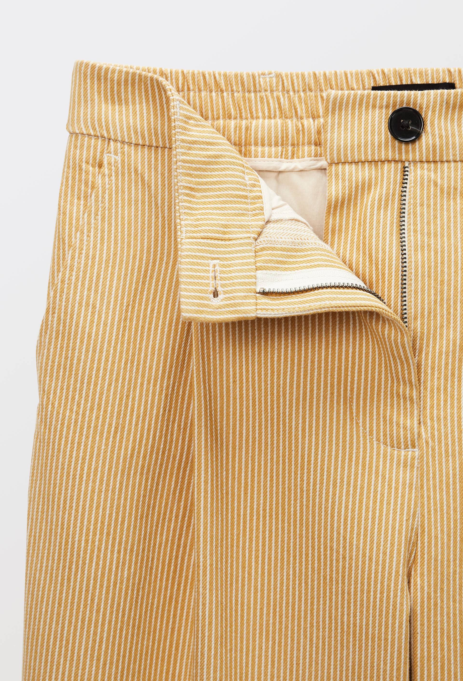 Pantalon large &agrave; pince ray&eacute;, Beige, large image number 5