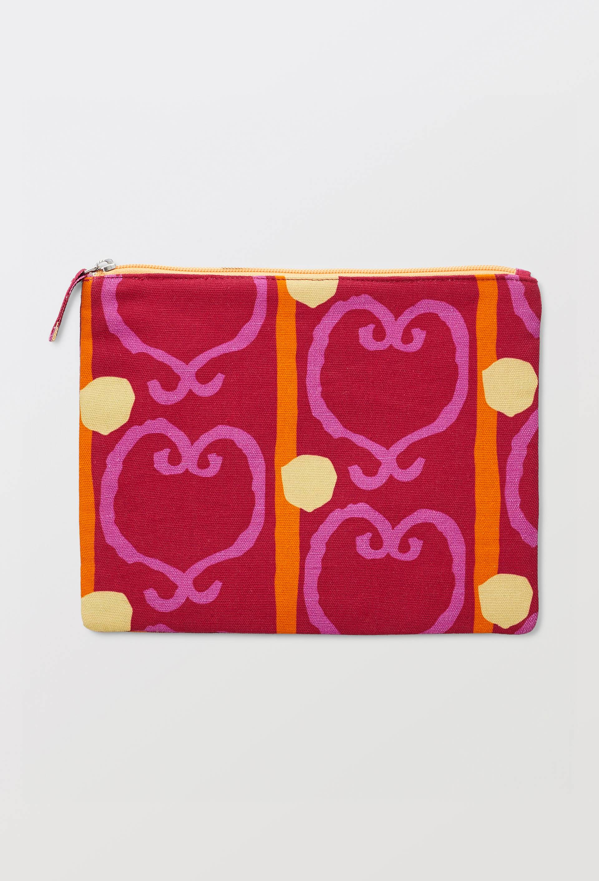 Pochette imprim&eacute;e, 20x25cm, en coton - LES CRAFTIES x MONOPRIX, Rouge fonc&eacute;, large image number 1.0