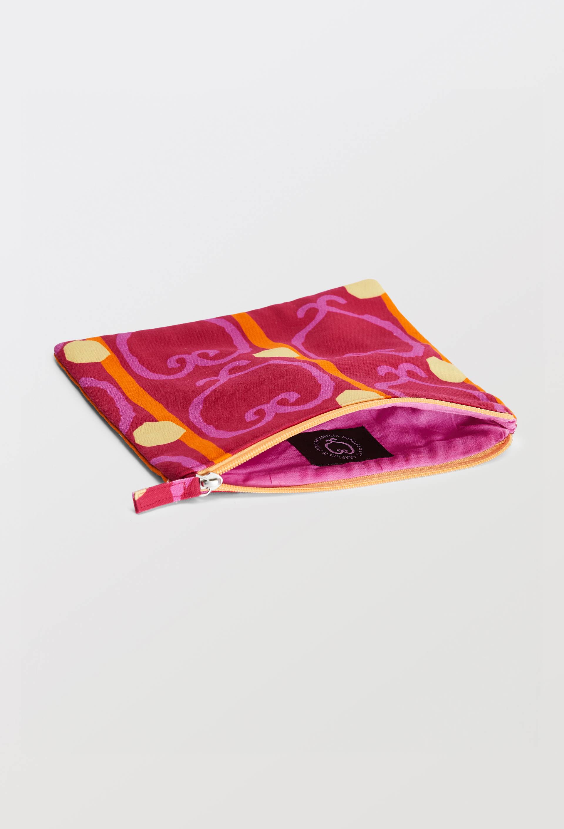Pochette imprim&eacute;e, 20x25cm, en coton - LES CRAFTIES x MONOPRIX, Rouge fonc&eacute;, large image number 3.0