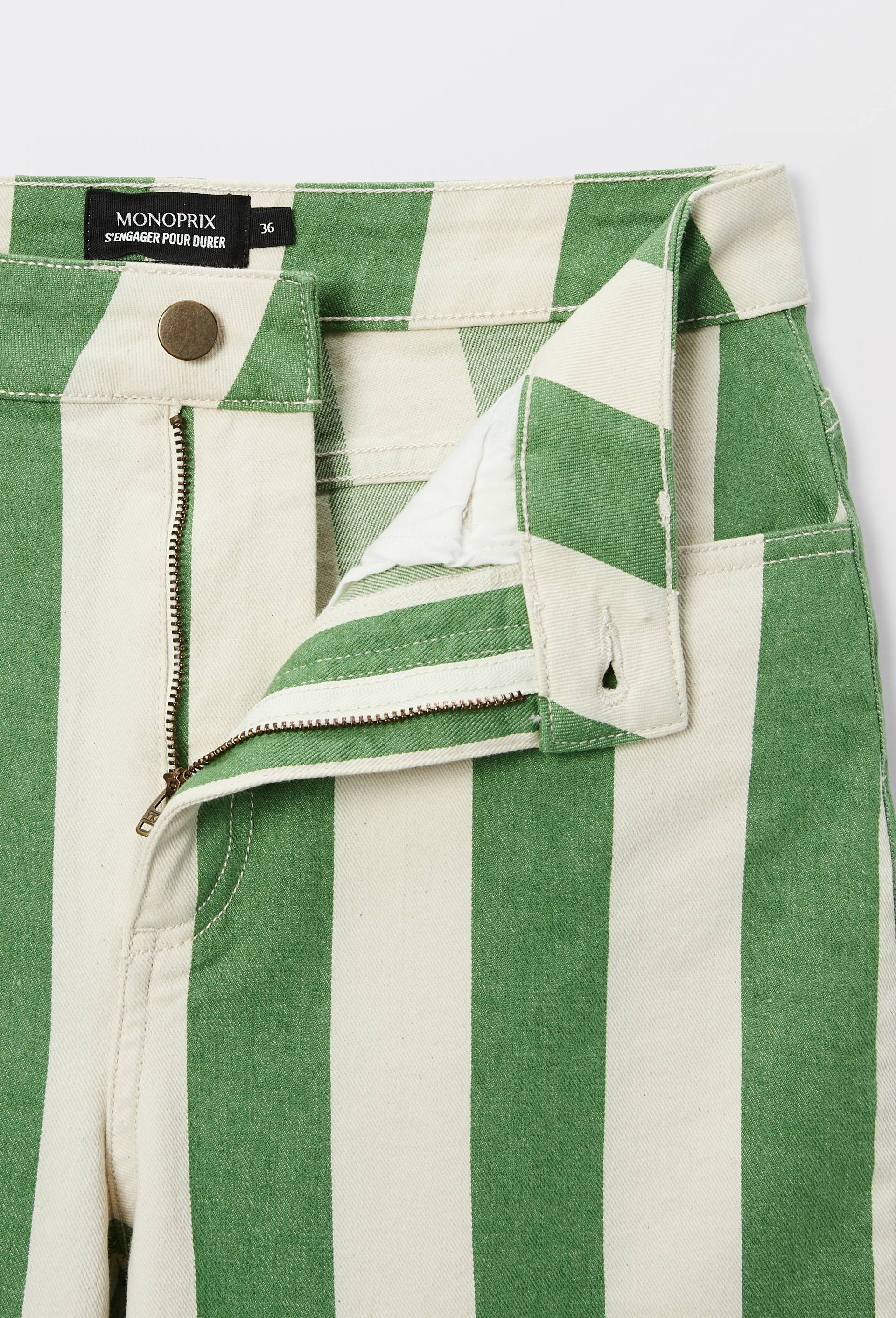 Pantalon droit &agrave; larges rayures, Vert, large image number 6.0