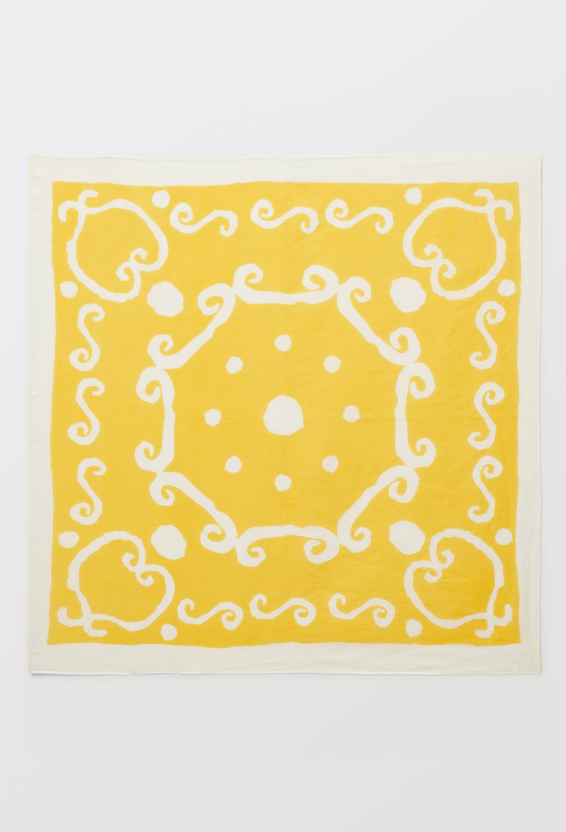 Foulard imprim&eacute;, 60x60cm, en coton BIO GOTS - LES CRAFTIES, Jaune clair, large image number 0