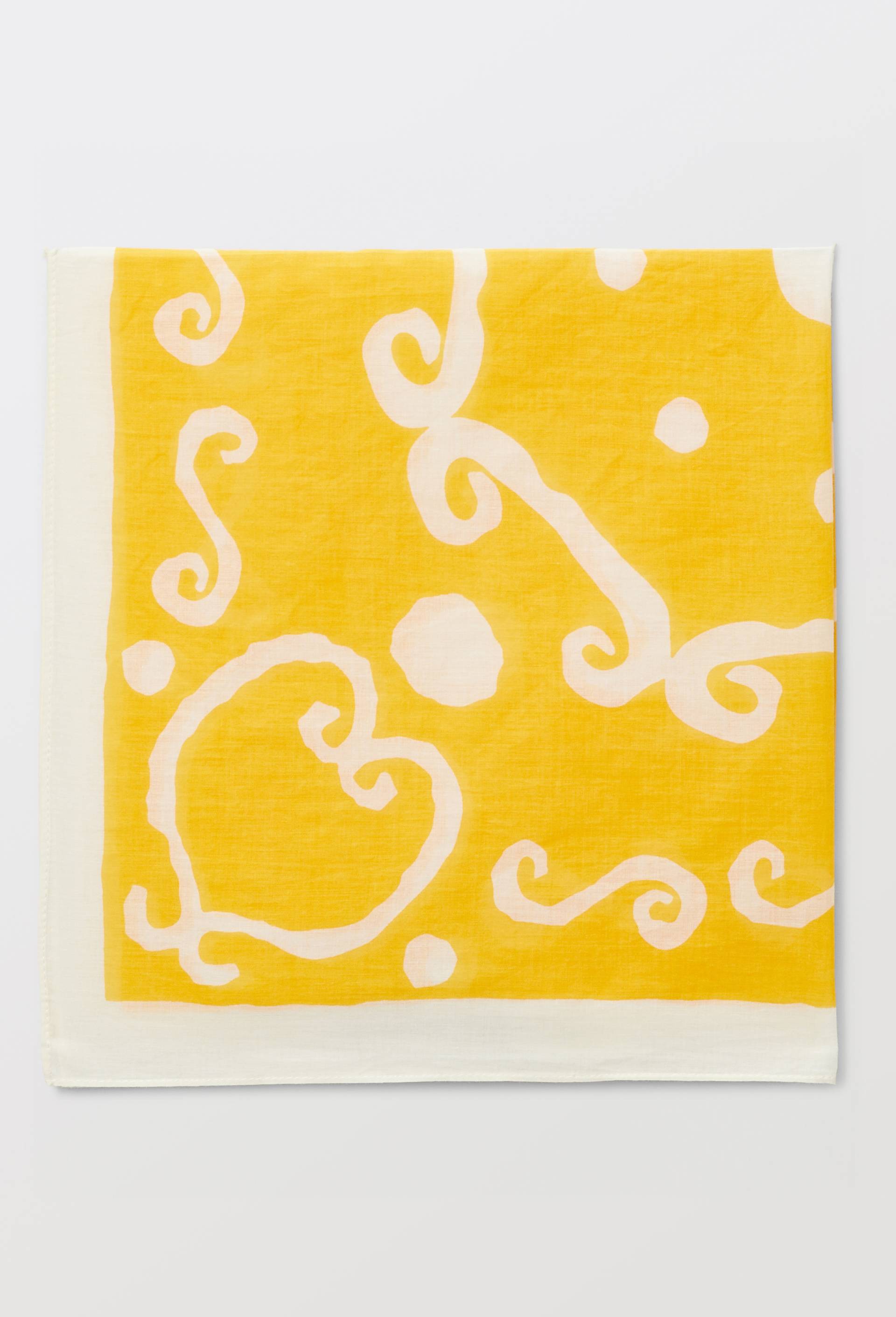 Foulard imprim&eacute;, 60x60cm, en coton BIO GOTS - LES CRAFTIES, Jaune clair, large image number 1