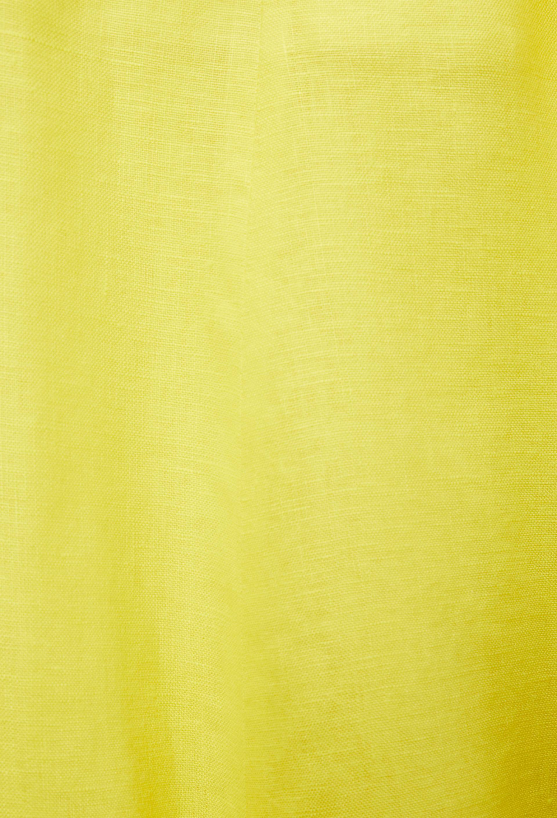 Jupe midi unie avec fente en lin, Jaune, large image number 5