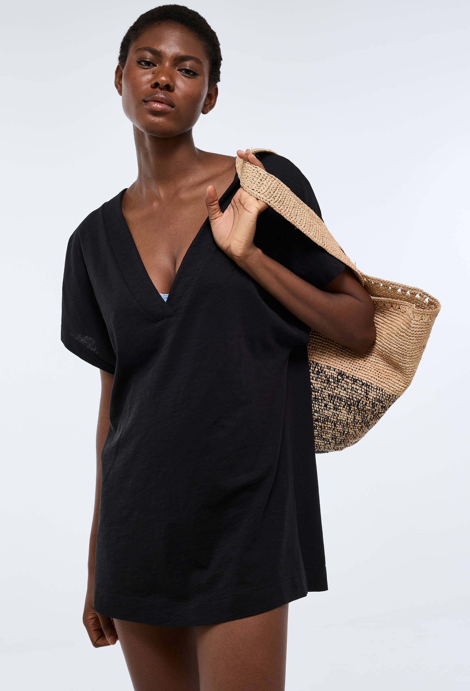 Robe de plage en coton BIO GOTS, Noir, swatch image