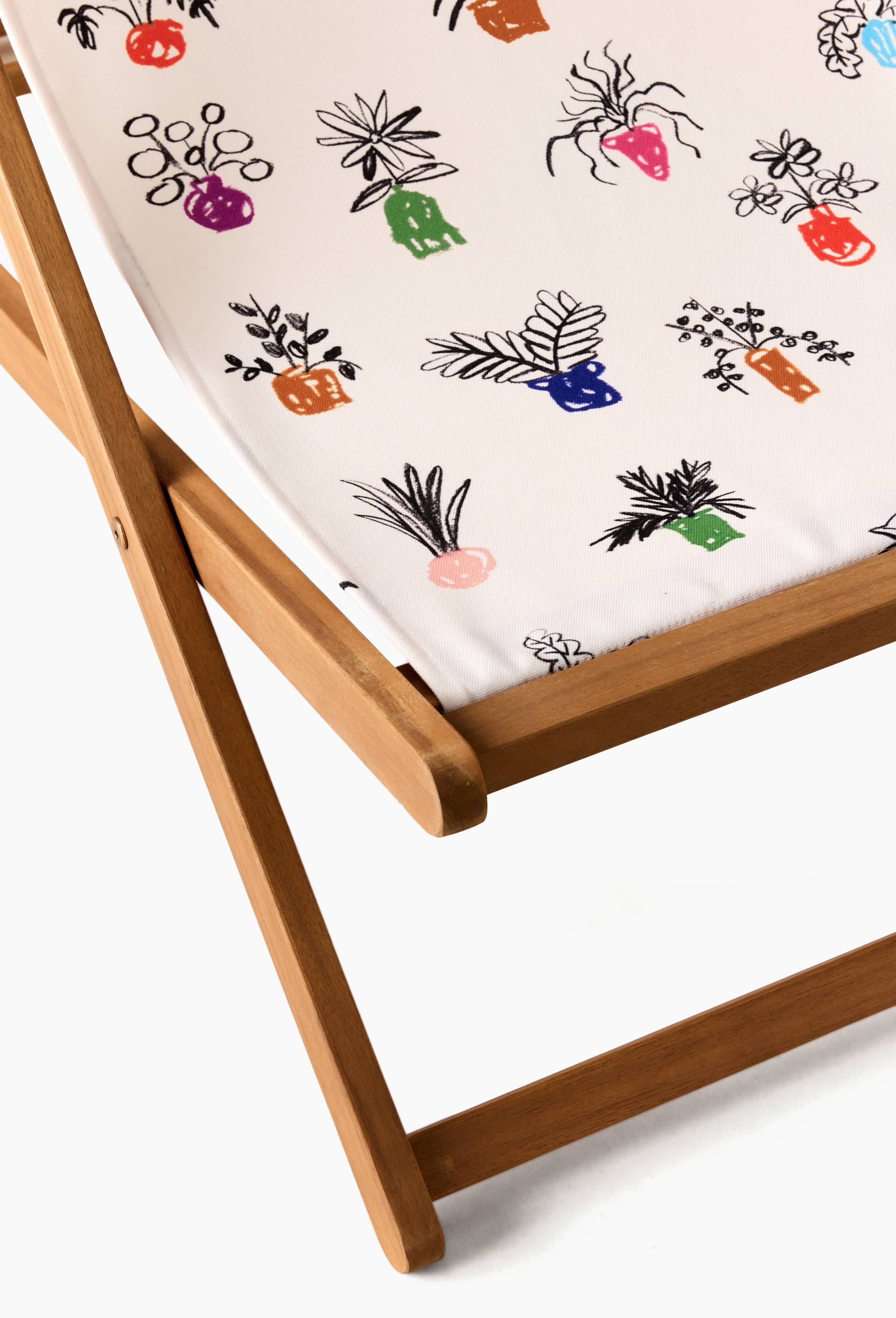 EXCLU WEB - Chaise longue, 57x105cm, en bois et polyester- BD GRAFT x MONOPRIX, Ecru, large image number 1.0