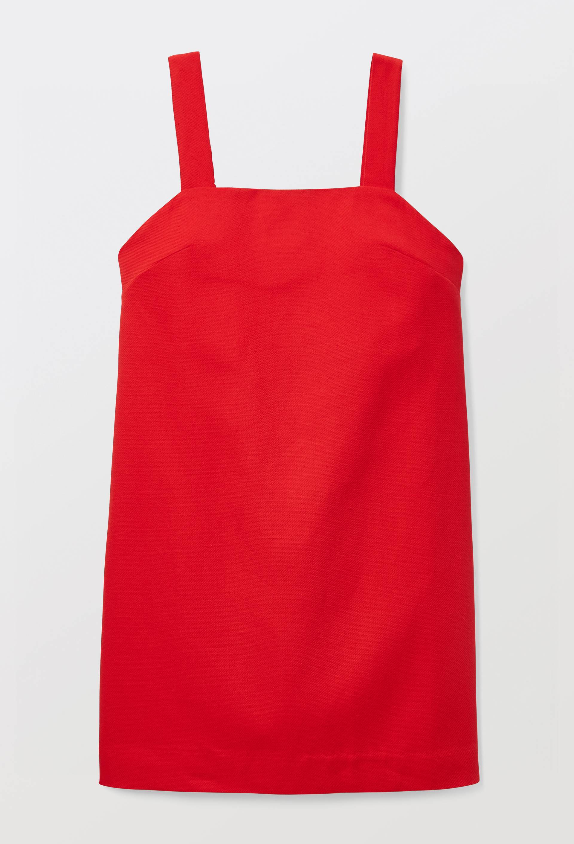 Robe courte unie en coton lin, Rouge, large image number 4.0