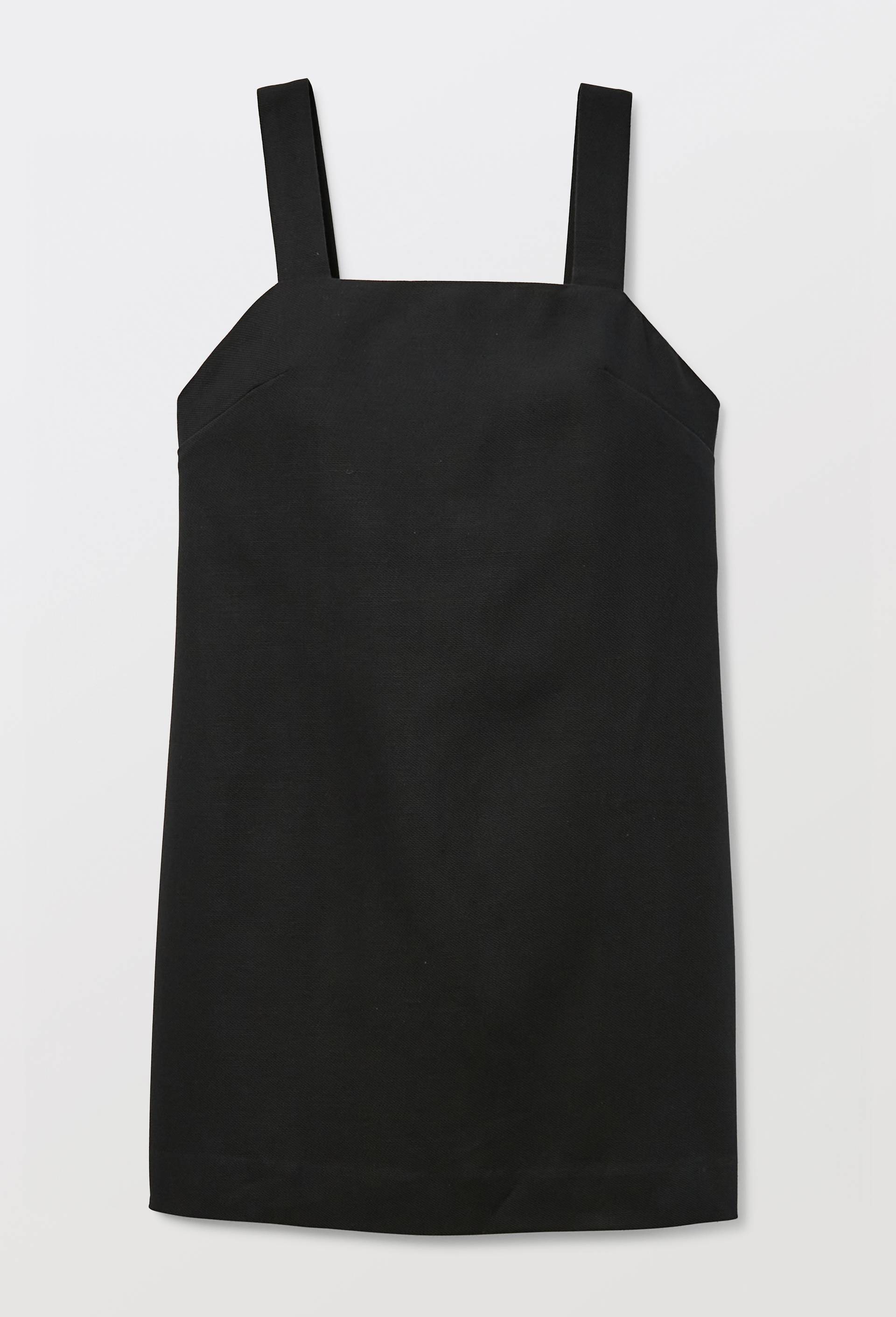 Robe courte unie en coton lin, Noir, large image number 2