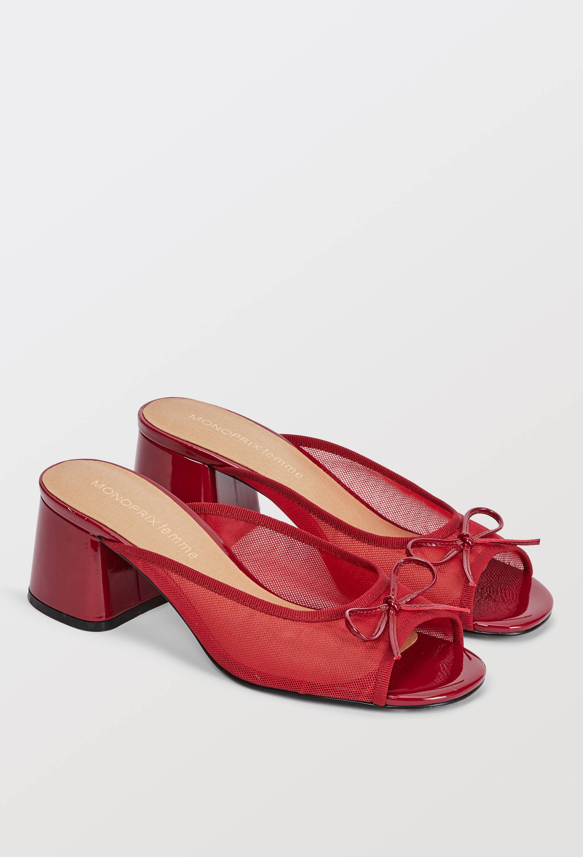 Mules &agrave; talon en r&eacute;sille, Rouge, large image number 1