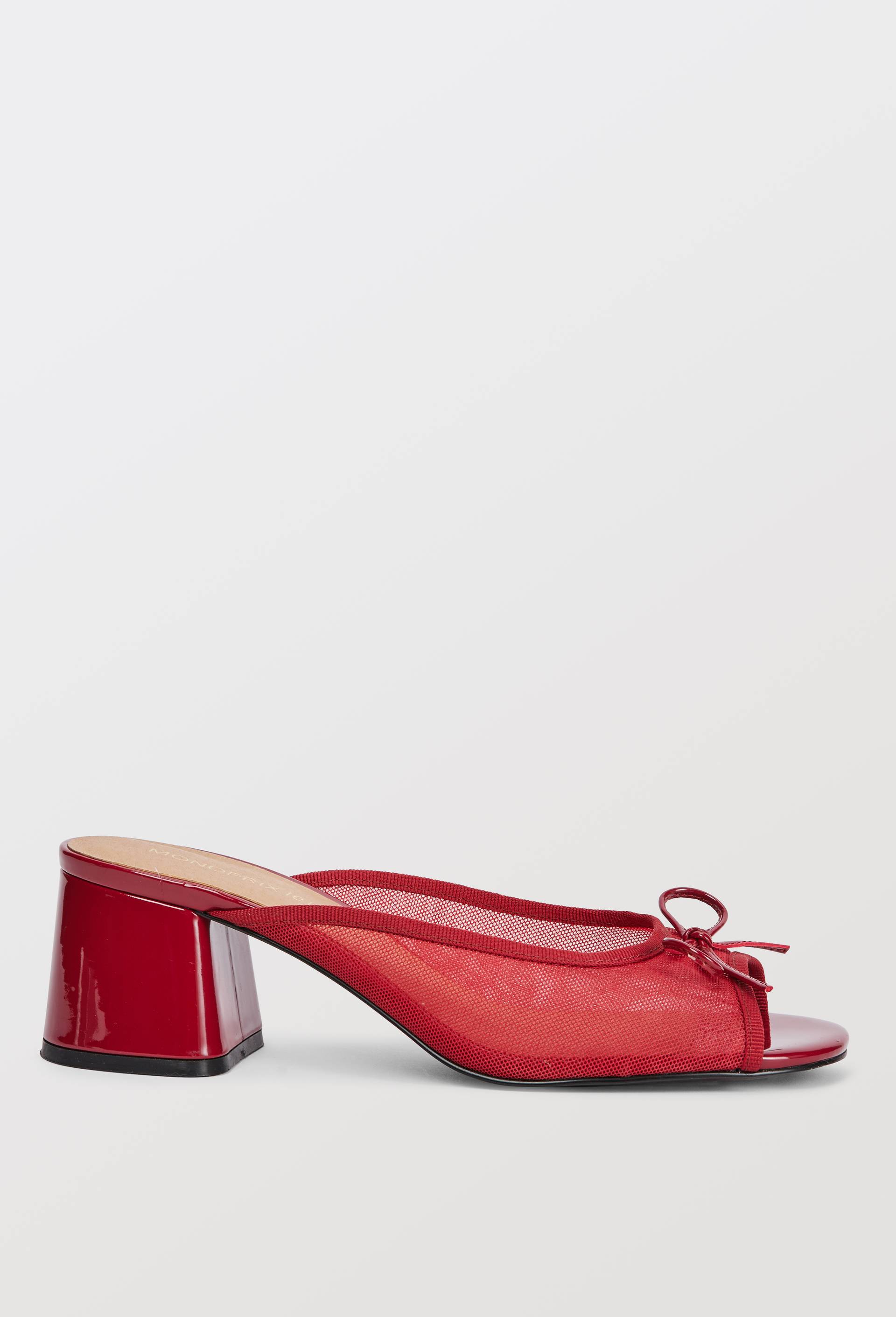 Mules &agrave; talon en r&eacute;sille, Rouge, large image number 2.0