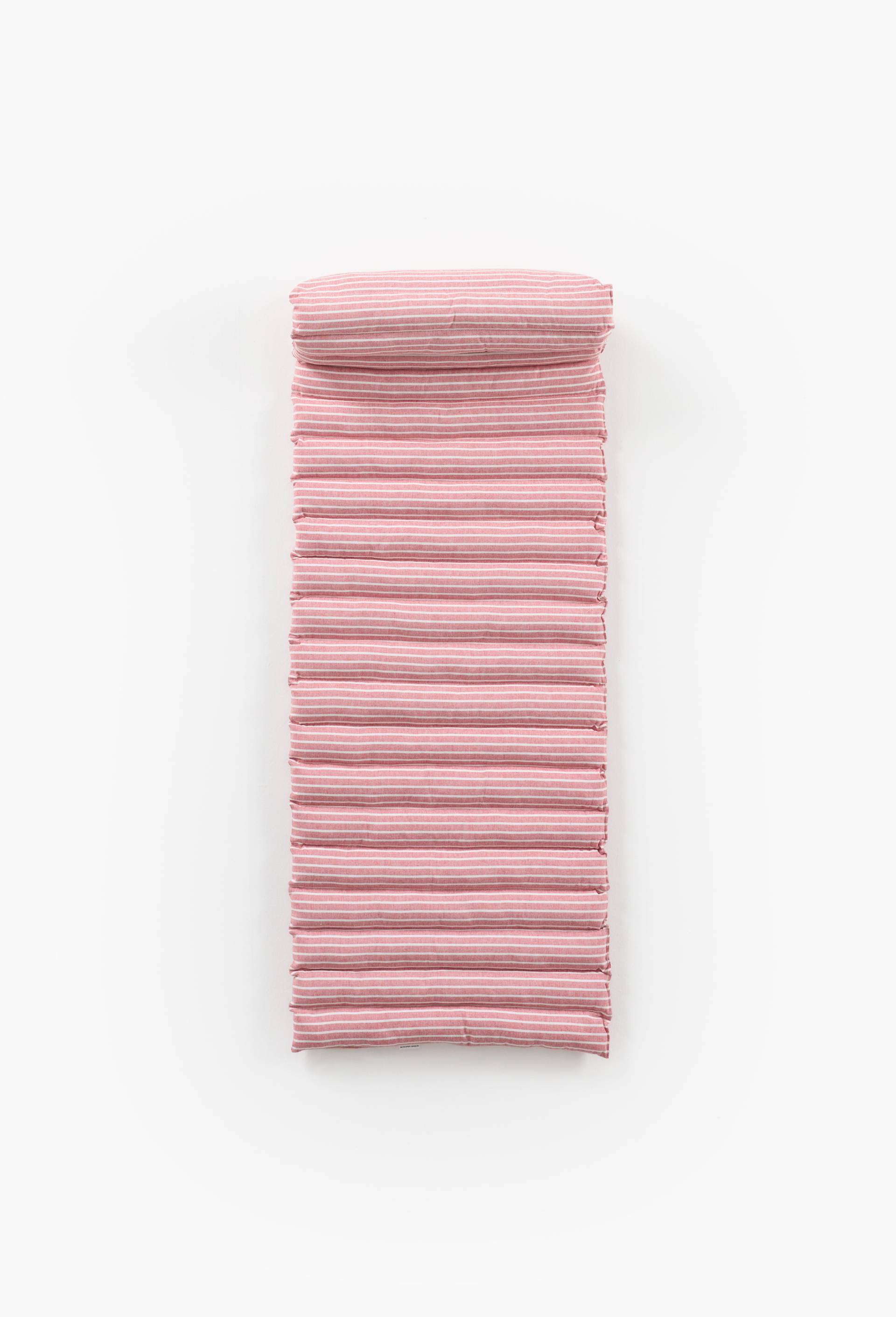 Matelas de plage ray&eacute;, 60x180cm, coton bio,, Rouge, large image number 1
