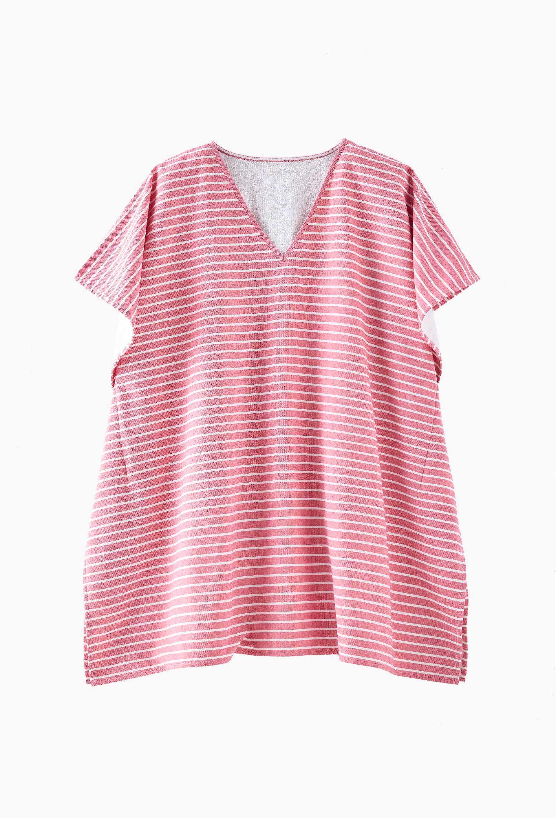 Poncho adulte imprim&eacute;, taille unique, 100% coton bio, doublure &eacute;ponge polyester, Rouge, large image number 0