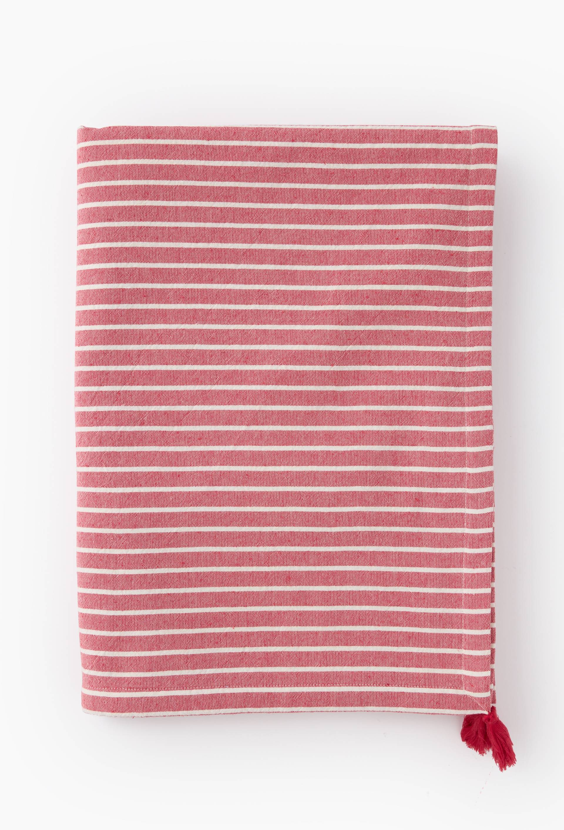 Fouta doubl&eacute;e imprim&eacute;, 100x180cm. Ext&eacute;rieur en coton issu de l'agriculture biologique, Rouge, large image number 0.0