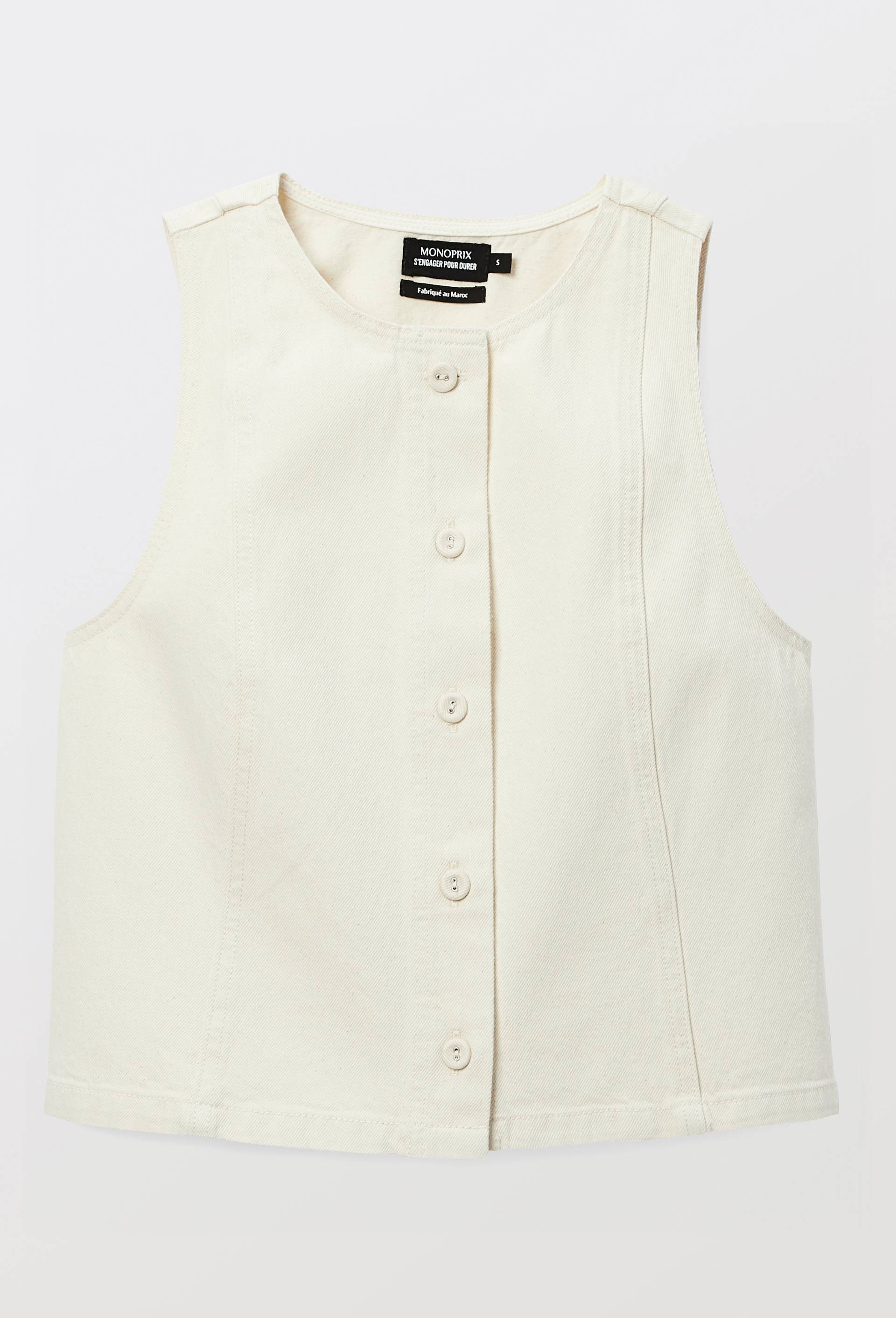 Top sans manches uni en coton BIO GOTS, Ecru, large image number 2.0