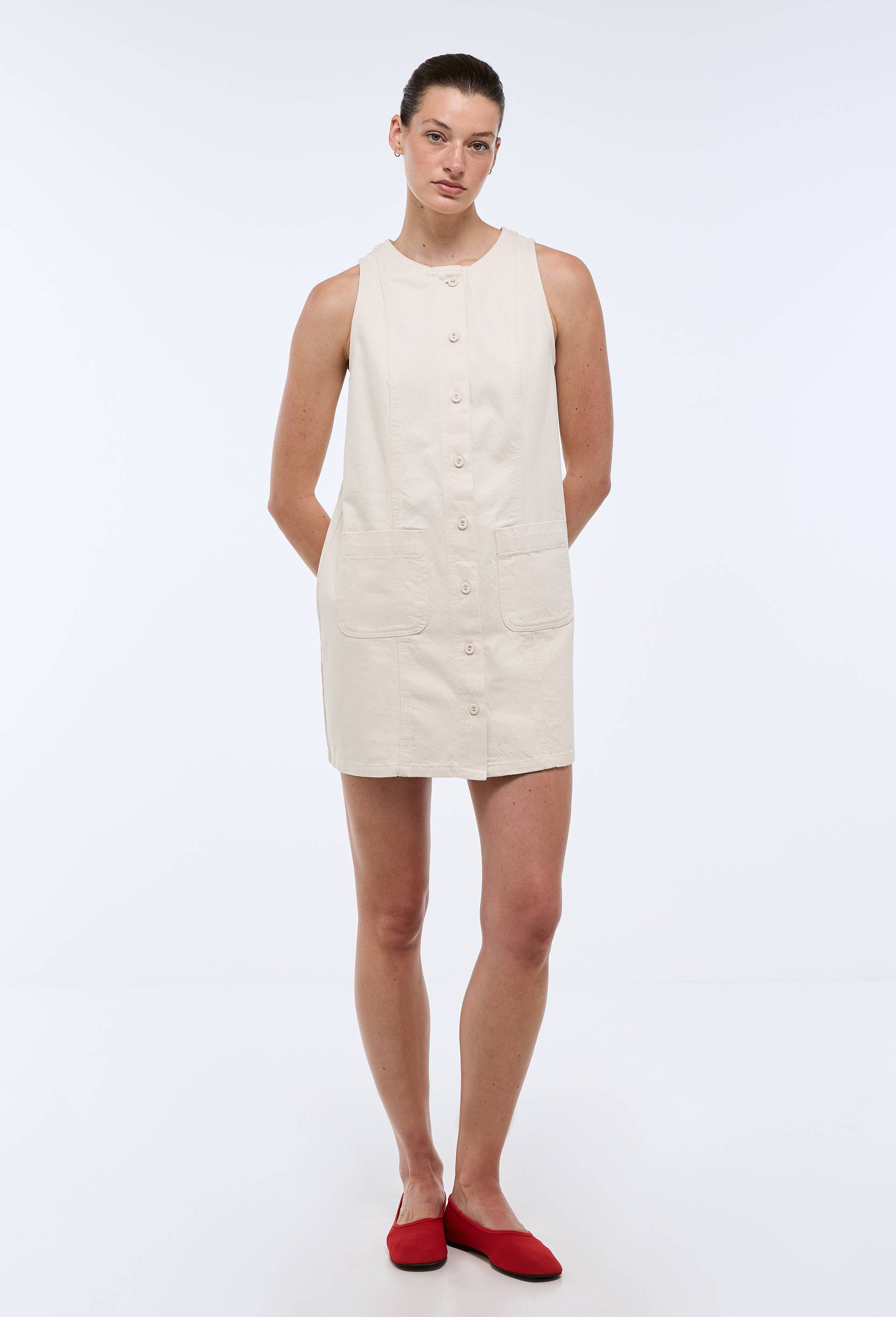 Robe courtes sans manches en coton BIO GOTS, Ecru, large image number 0