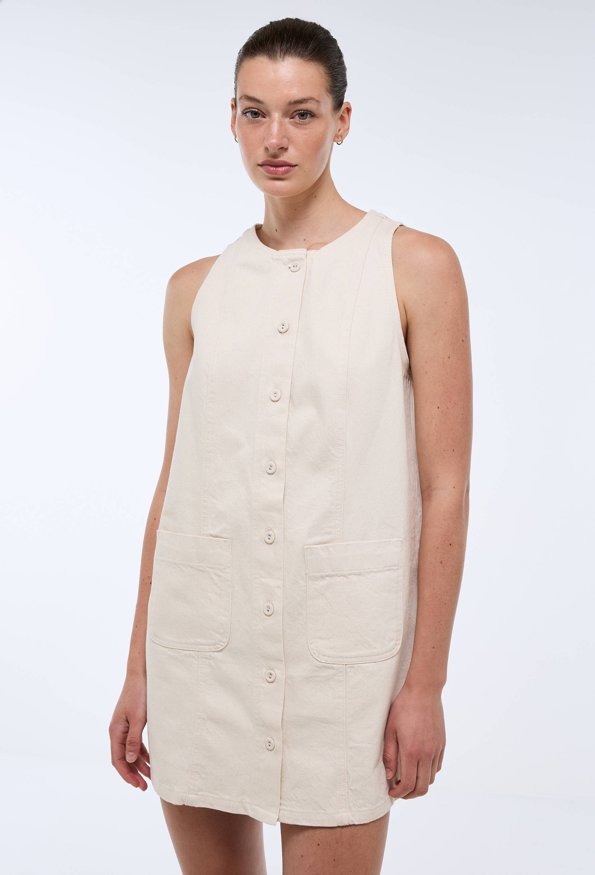Robe courtes sans manches en coton BIO GOTS, Ecru, large image number 1