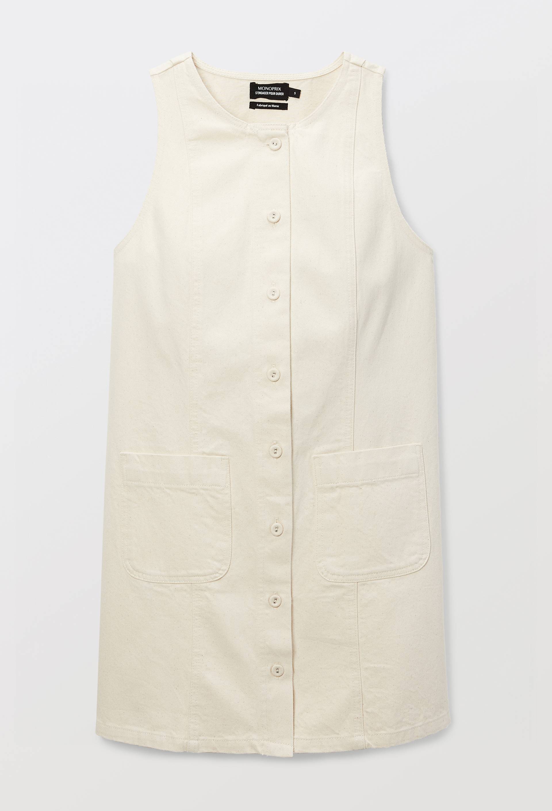 Robe courtes sans manches en coton BIO GOTS, Ecru, large image number 3