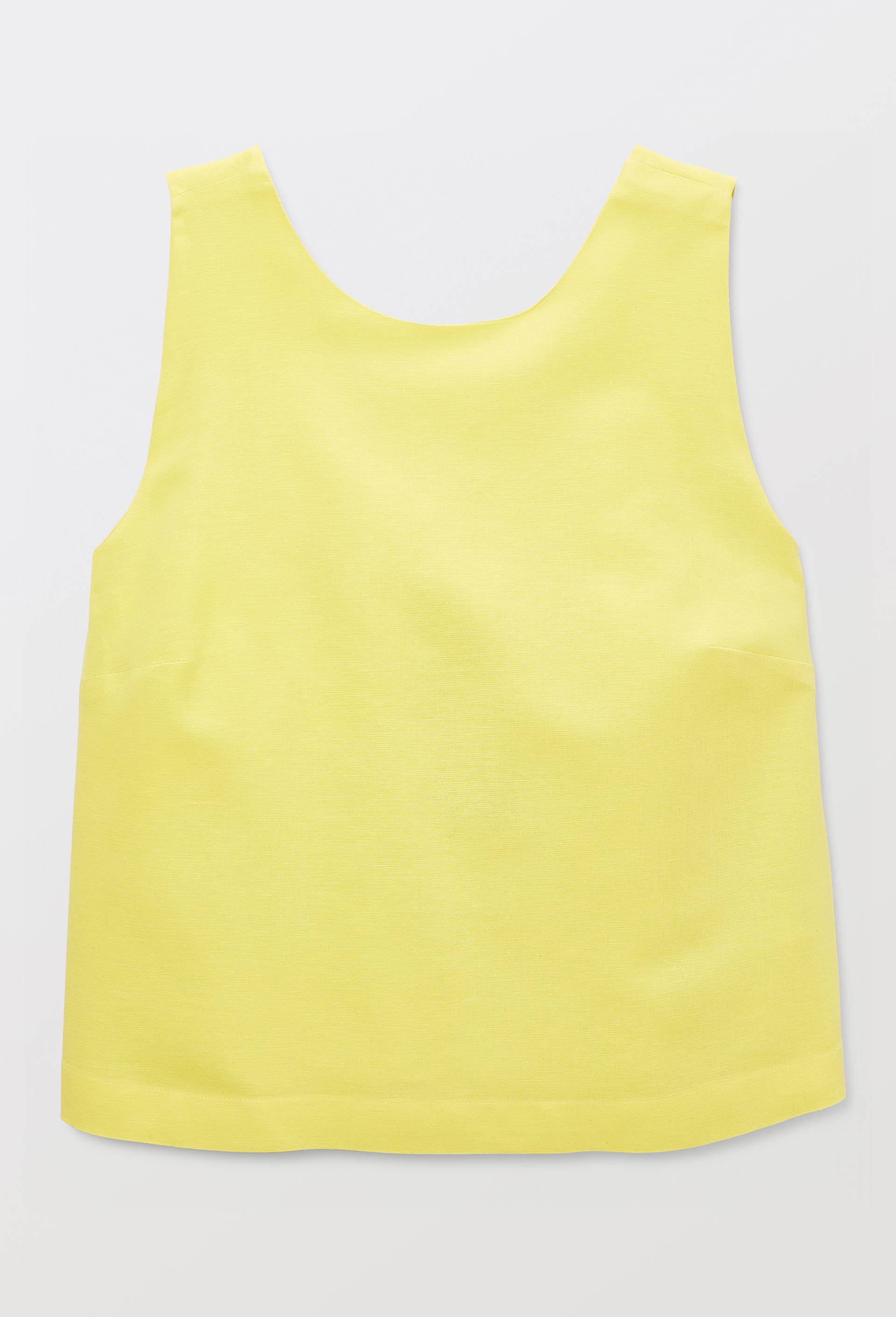 Top sans manches uni, dos nu nou&eacute;, Jaune, large image number 4