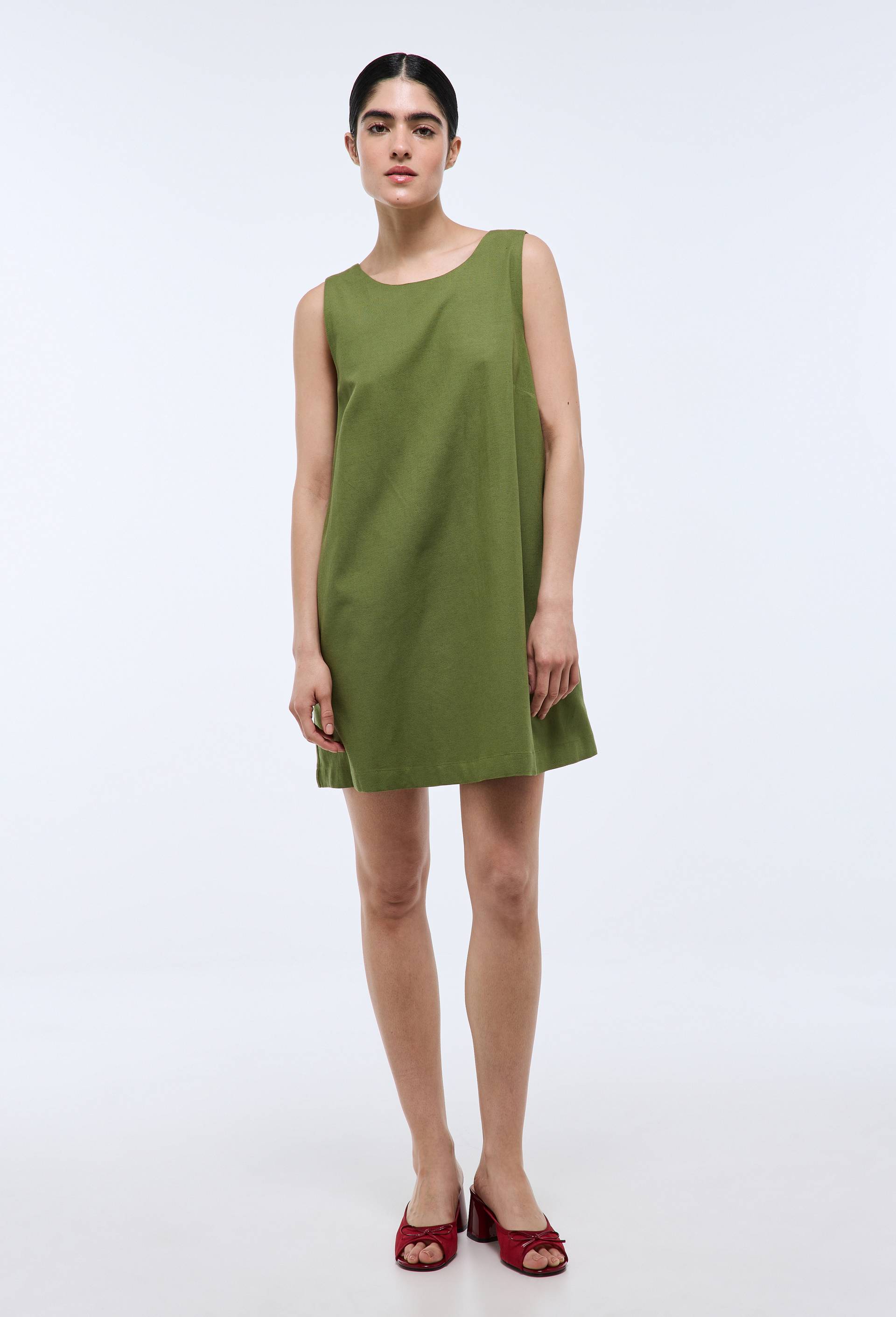 Robe courte unie, dos nu nou&eacute;, Vert, large image number 0
