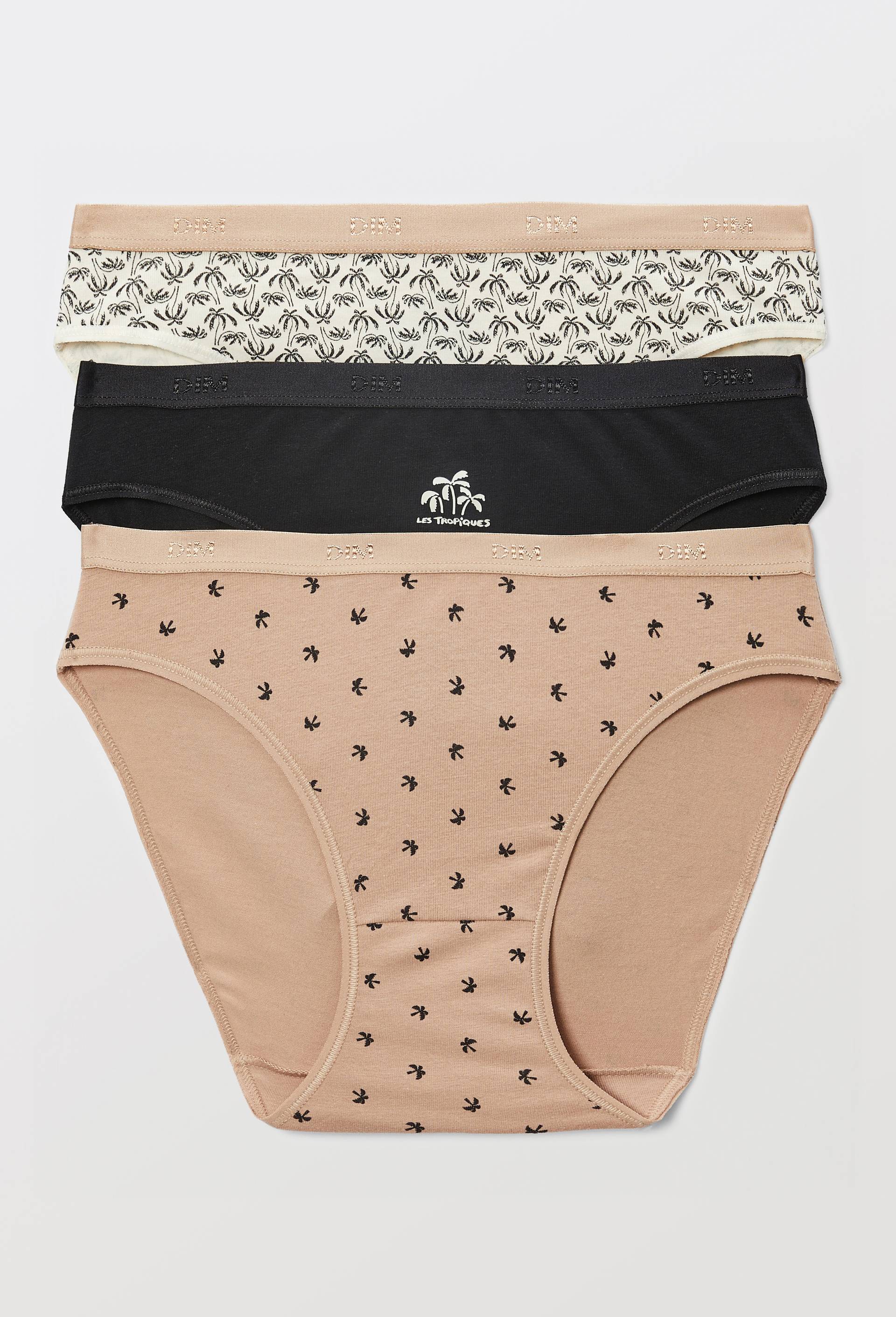 Lot de 3 slips fantaisie en coton POCKET DIM, Ecru, large image number 0