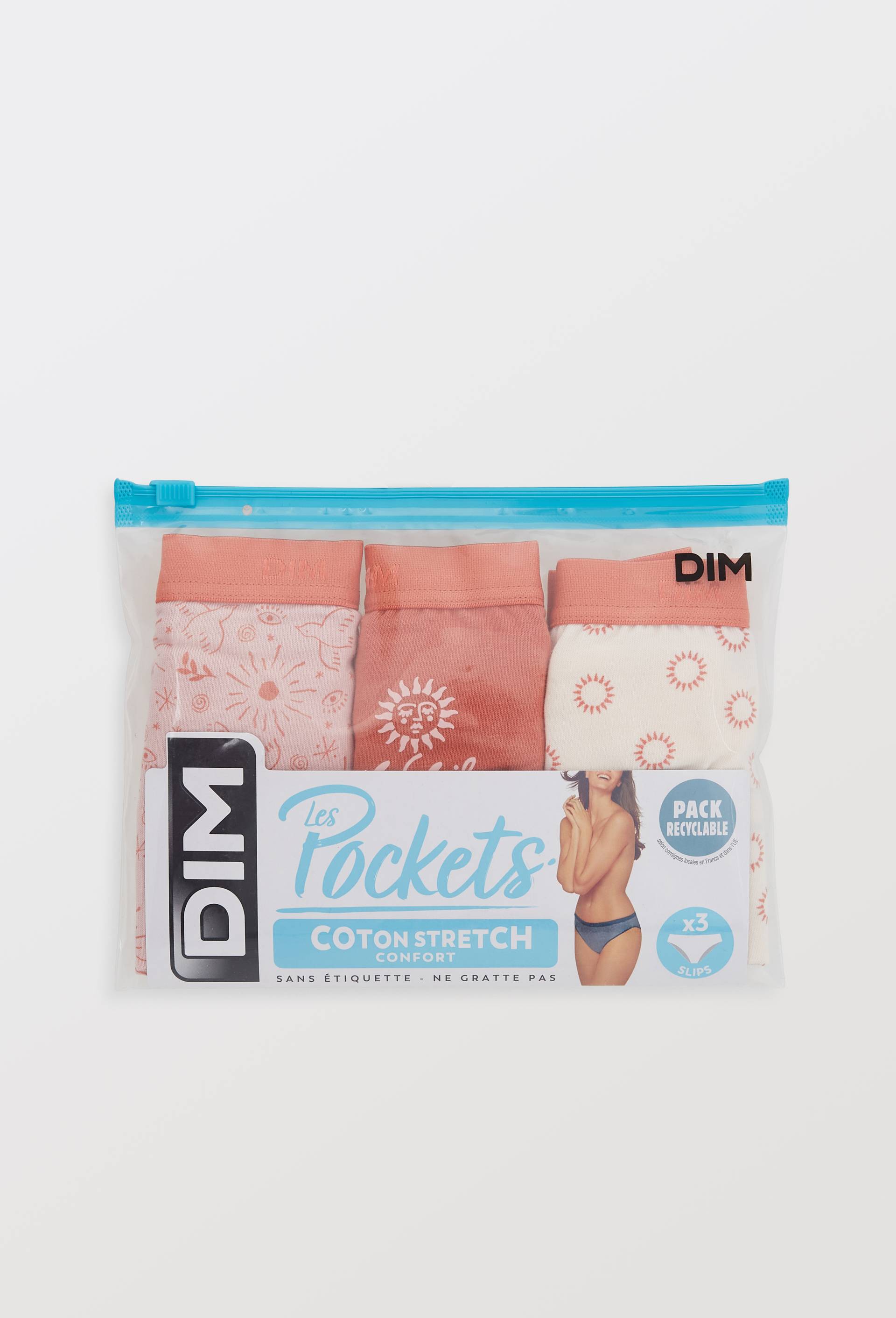 Lot de 3 slips fantaisie en coton POCKET DIM, Rouge fonc&eacute;, large image number 2