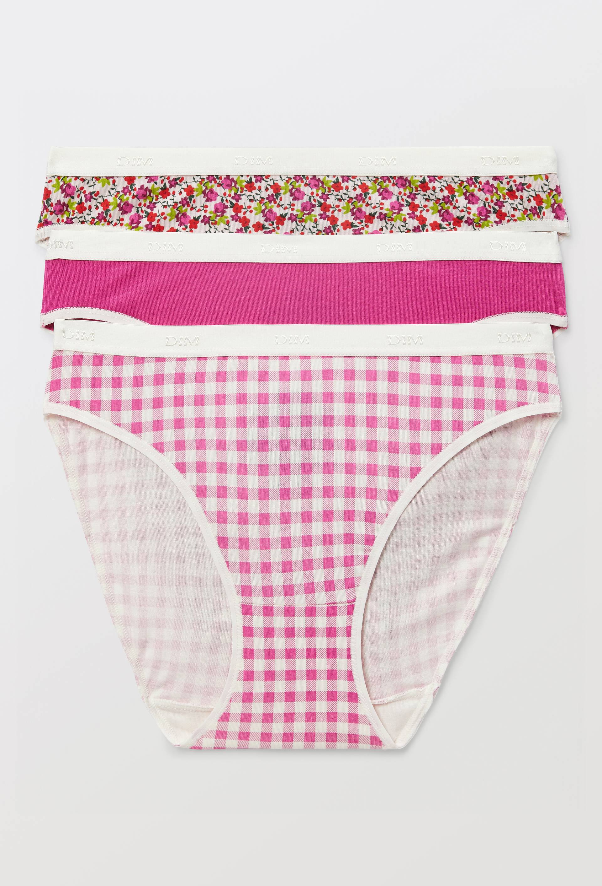 Lot de 3 slips fantaisie en coton POCKET DIM, Rose fonc&eacute;, swatch image