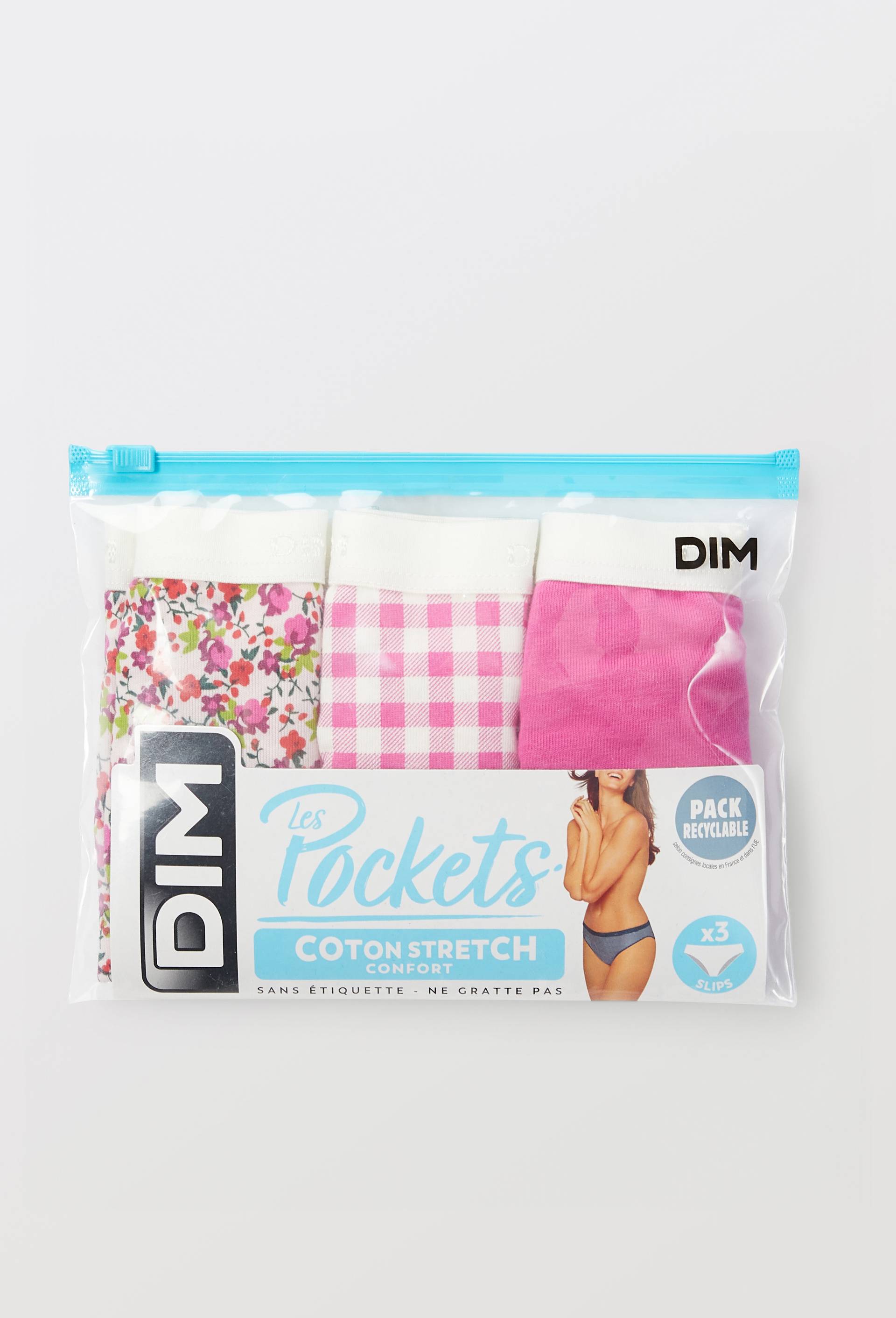 Lot de 3 slips fantaisie en coton POCKET DIM, Rose fonc&eacute;, large image number 2