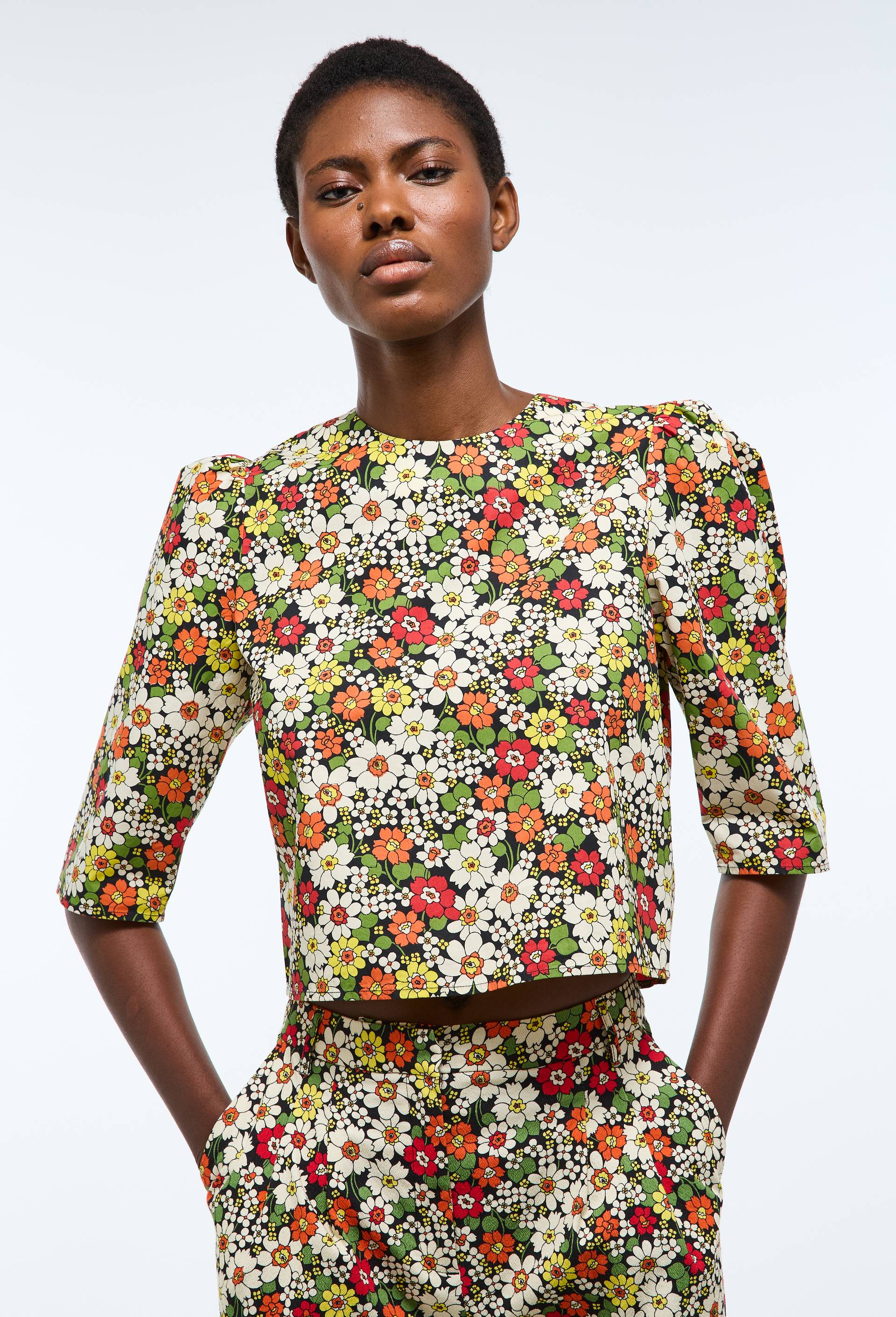Blouse manches longues, dos nu nou&eacute;, en coton BIO GOTS, Noir, large image number 0