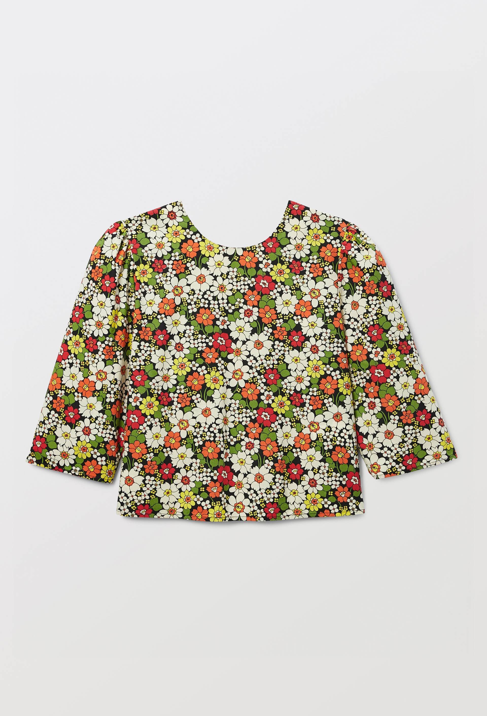 Blouse manches longues, dos nu nou&eacute;, en coton BIO GOTS, Noir, large image number 2