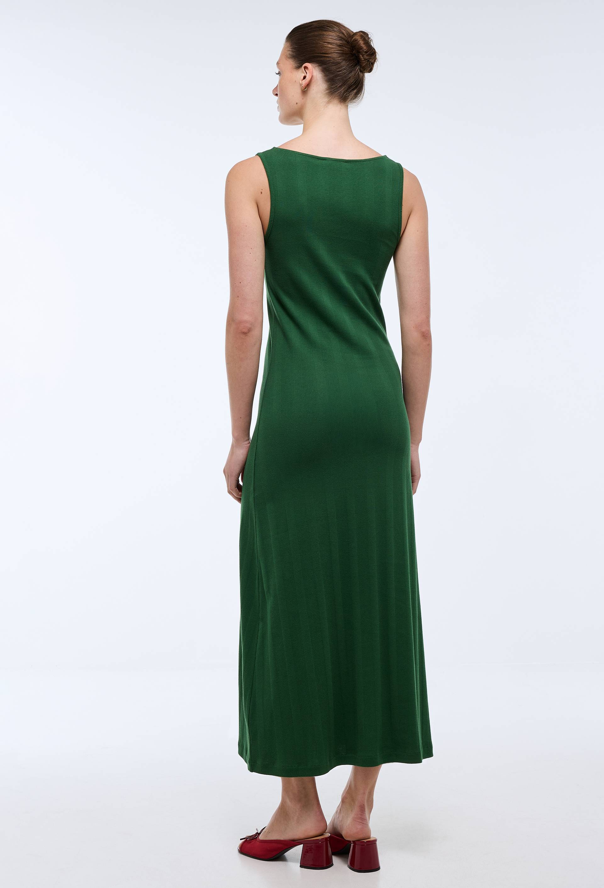 Robe cintr&eacute;e longue en maille, Vert fonc&eacute;, large image number 1