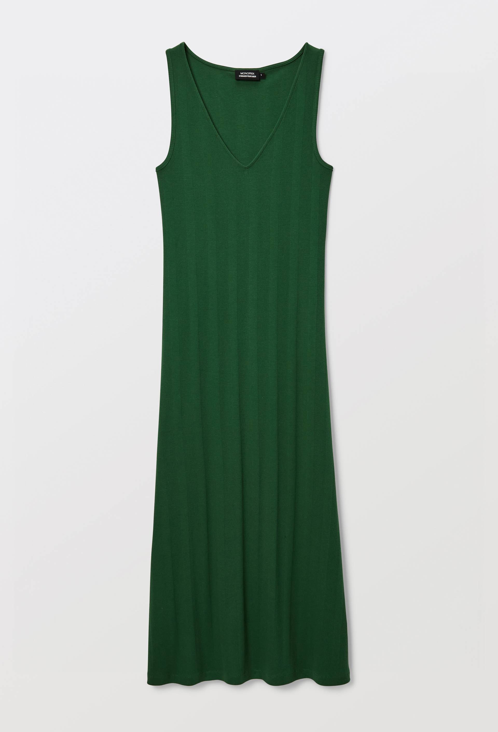 Robe cintr&eacute;e longue en maille, Vert fonc&eacute;, large image number 2