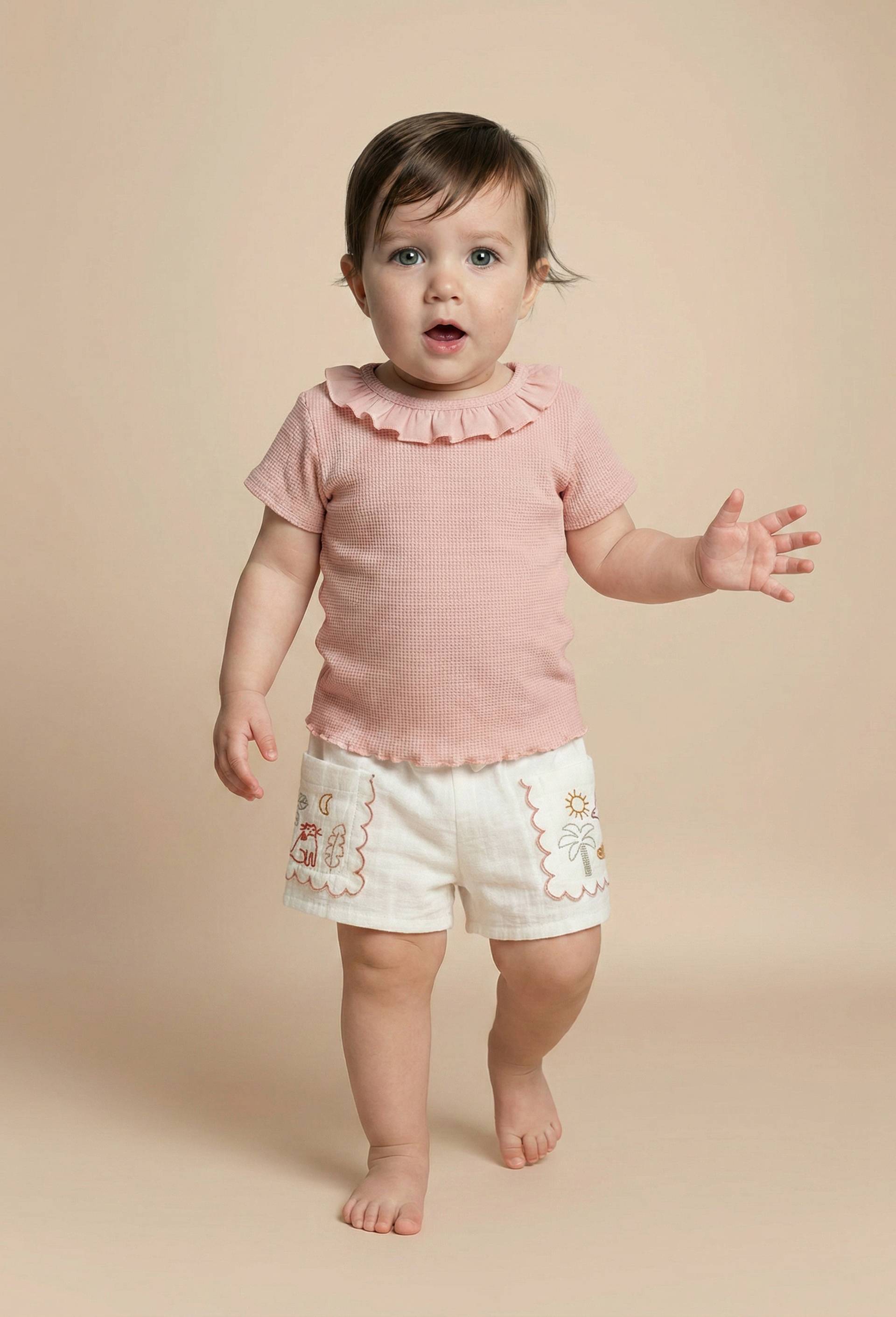 T-shirt manches courtes fantaisie en coton BIO GOTS, Rose, large image number 0