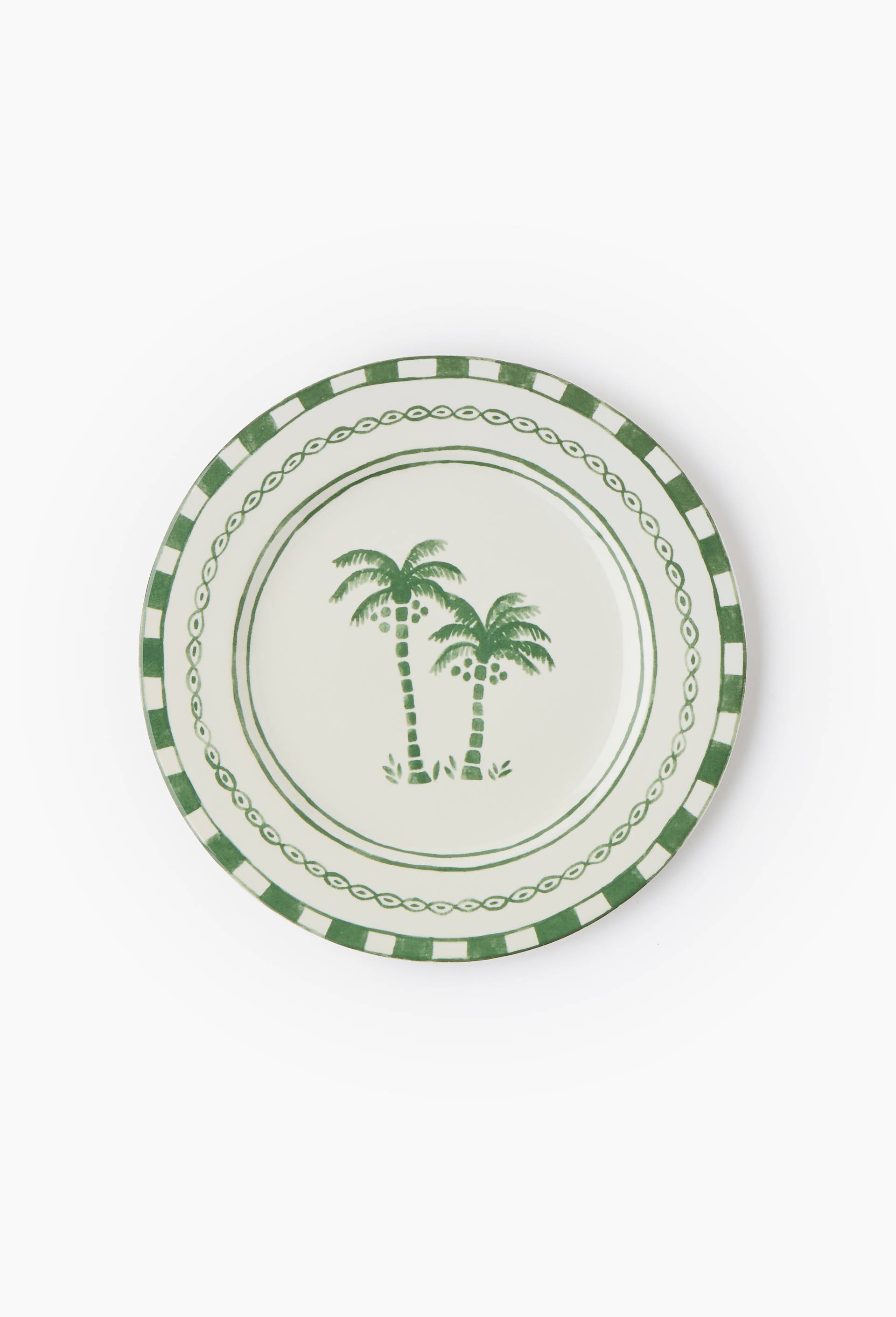 Assiette plate finition imprim&eacute;e, 27 cm, Vert, large image number 0