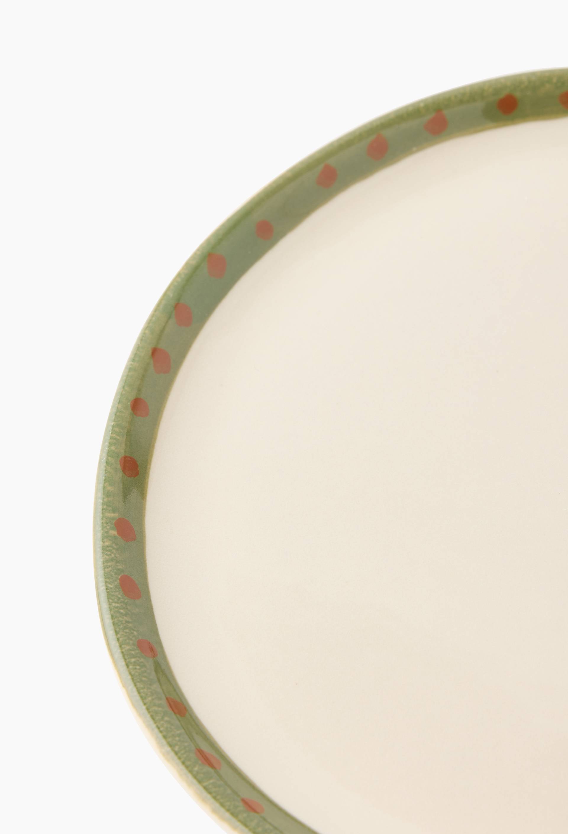 Assiette plate, peint &agrave; la main, 27 cm, Vert, large image number 1