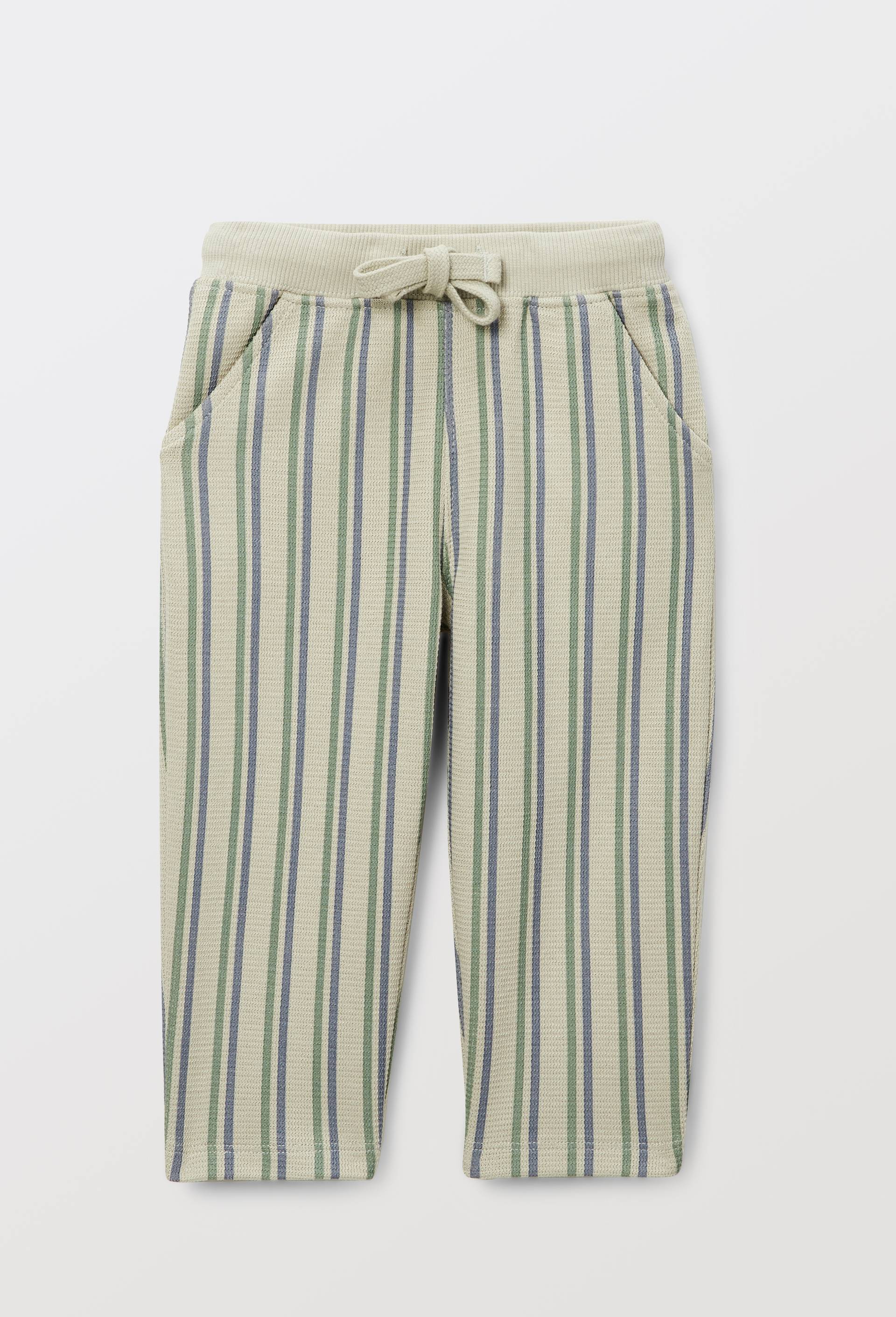 Pantalon en maille ray&eacute; en coton BIO GOTS, Vert, large image number 1
