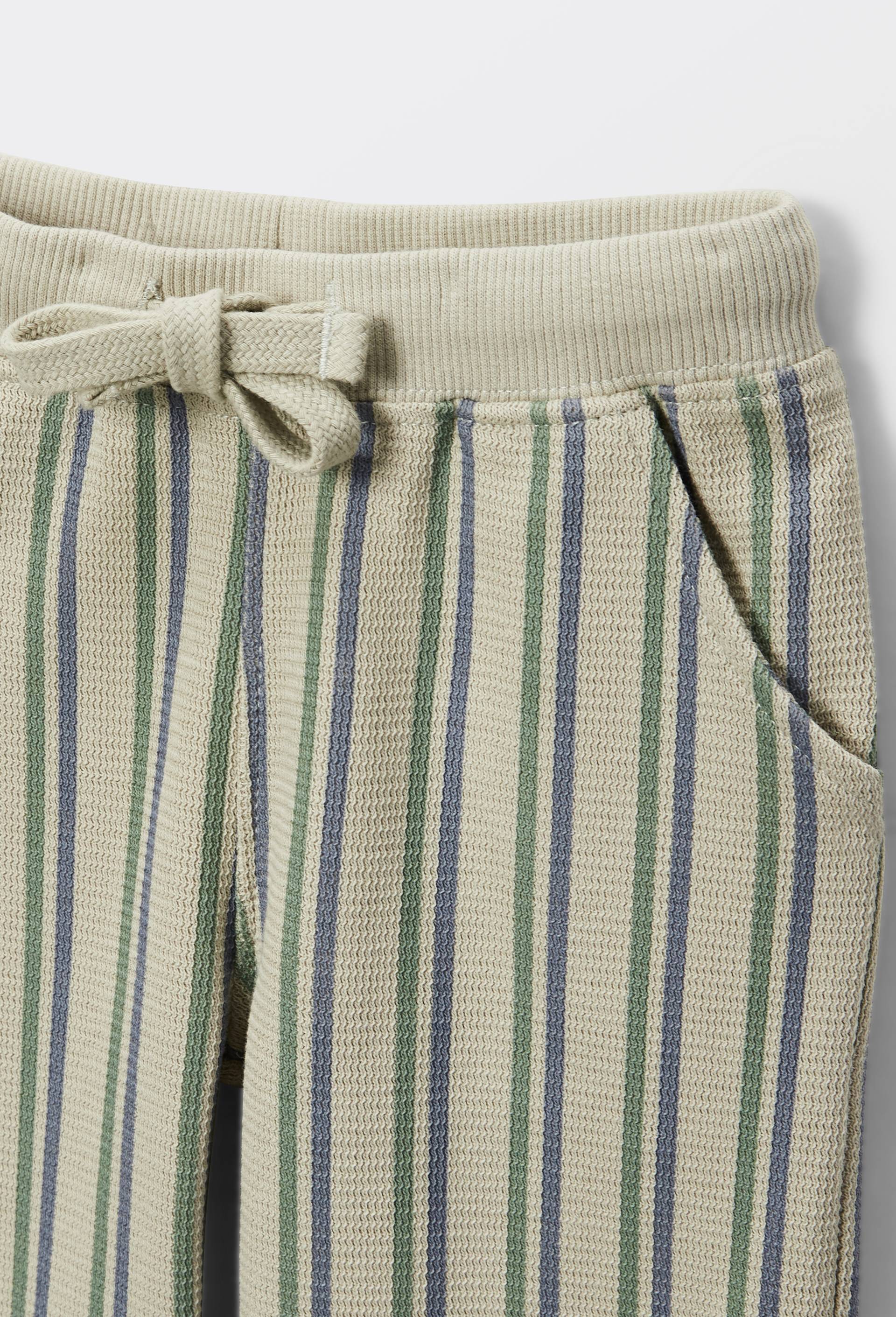 Pantalon en maille ray&eacute; en coton BIO GOTS, Vert, large image number 3