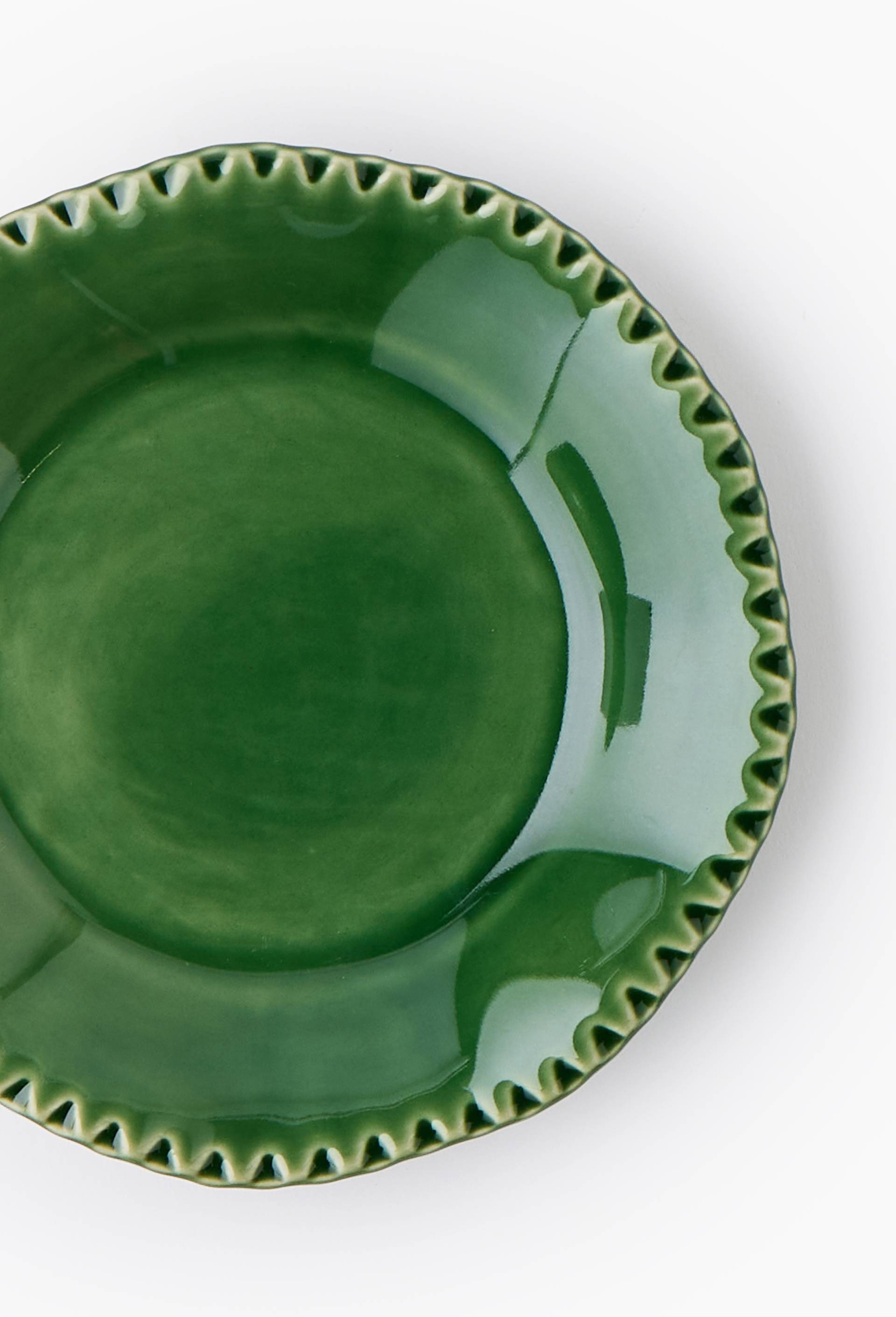 Assiette &agrave; pain finition dentel&eacute;e, 16 cm, Vert, large image number 1