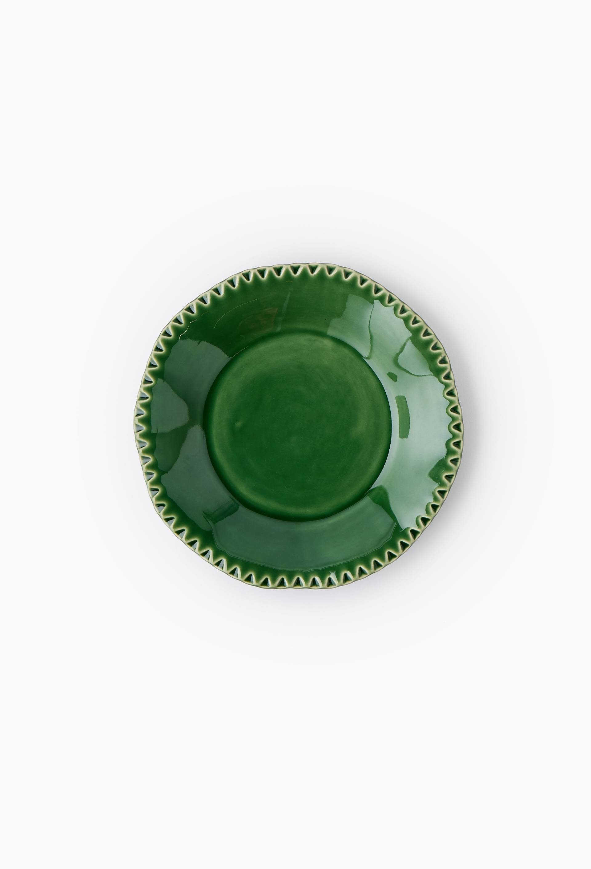 Assiette &agrave; dessert finition dentel&eacute;e, 22 cm, Vert, large image number 0