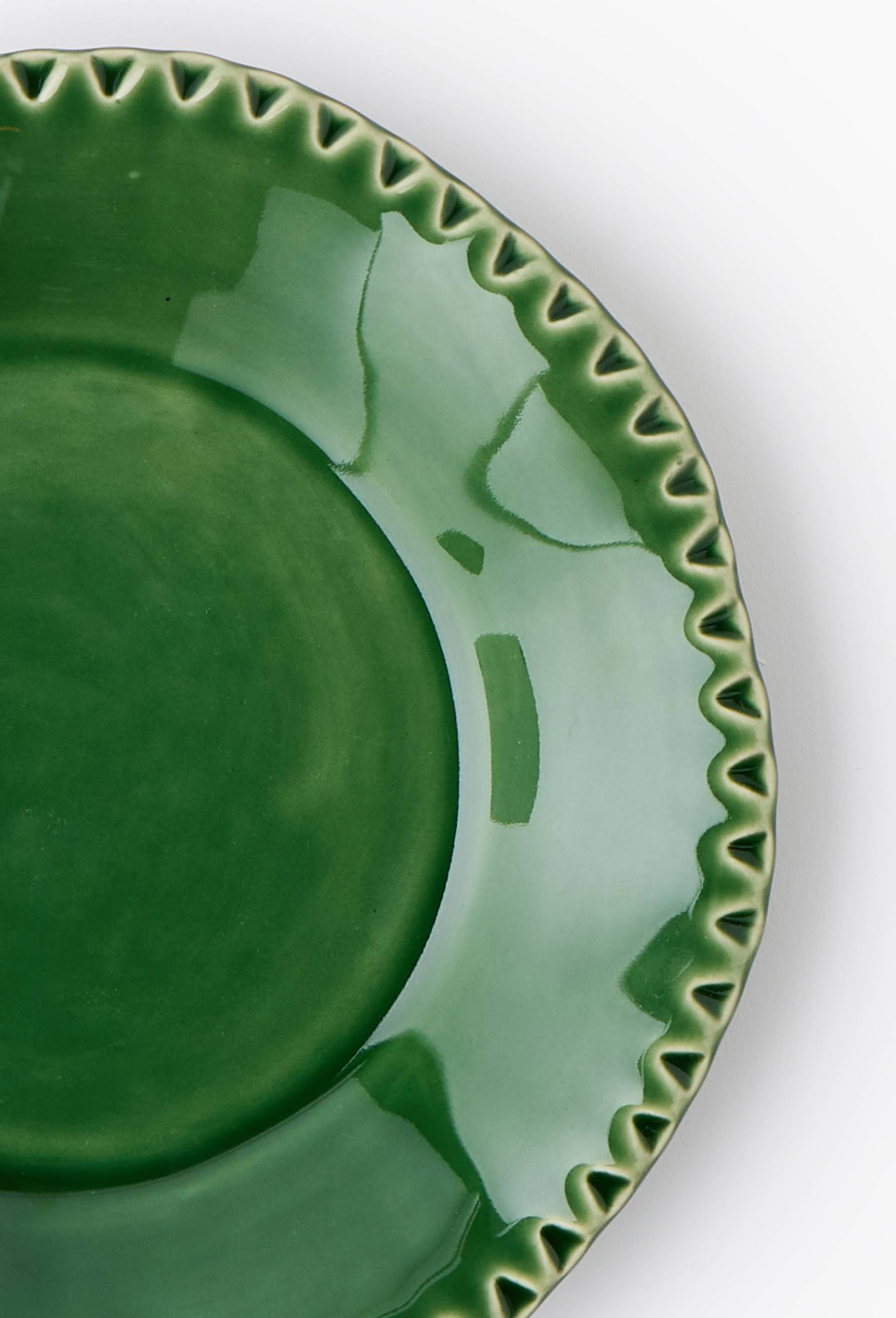 Assiette &agrave; dessert finition dentel&eacute;e, 22 cm, Vert, large image number 1