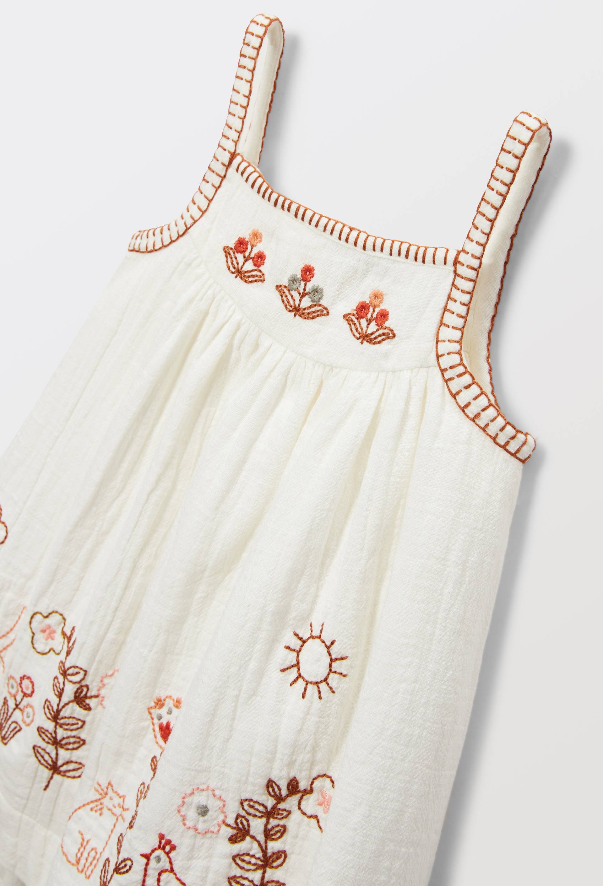 Robe avec bloomer brod&eacute;s en gaze de coton, Beige clair, large image number 3