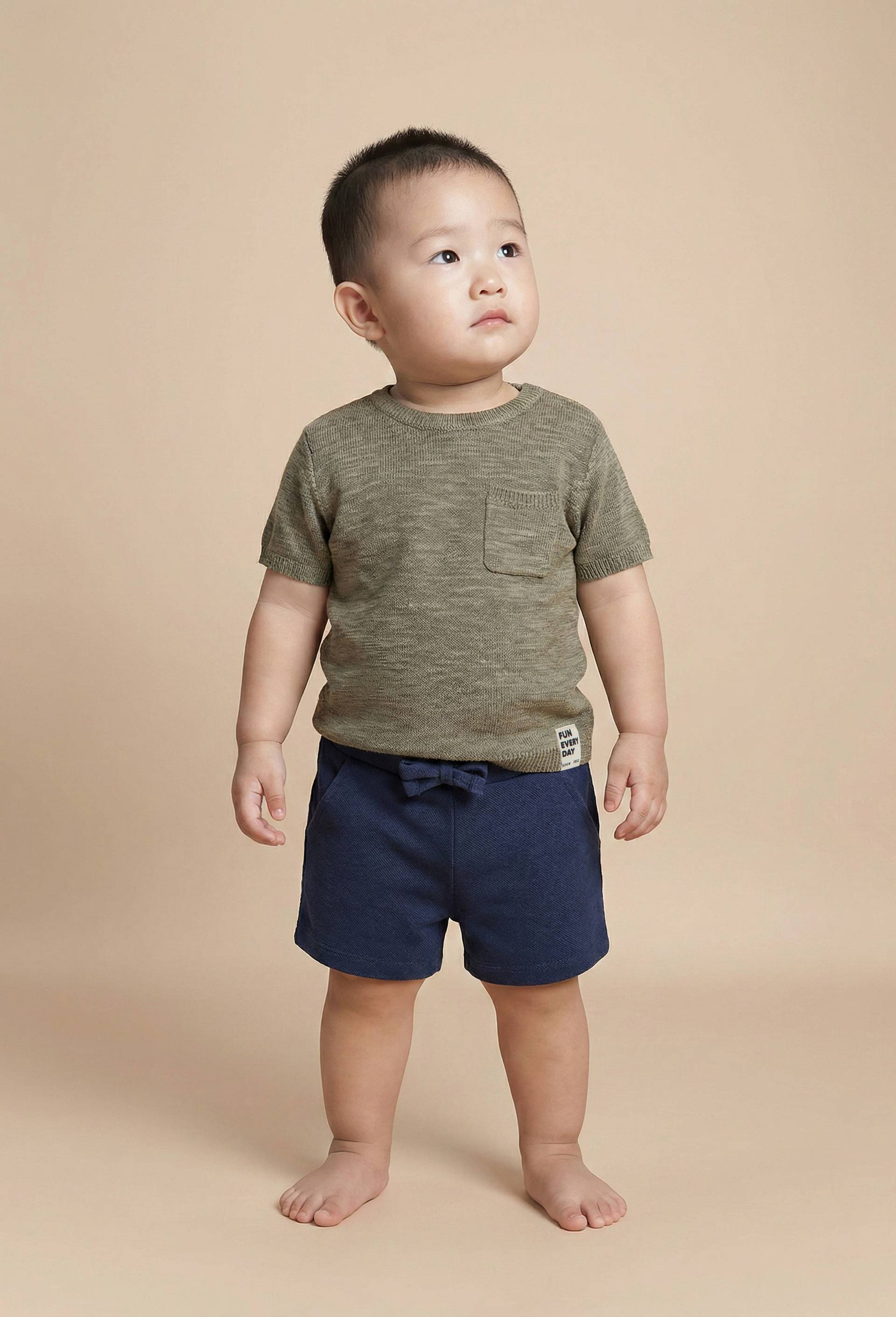 T-shirt manches courtes en tricot uni en coton, Vert, large image number 0