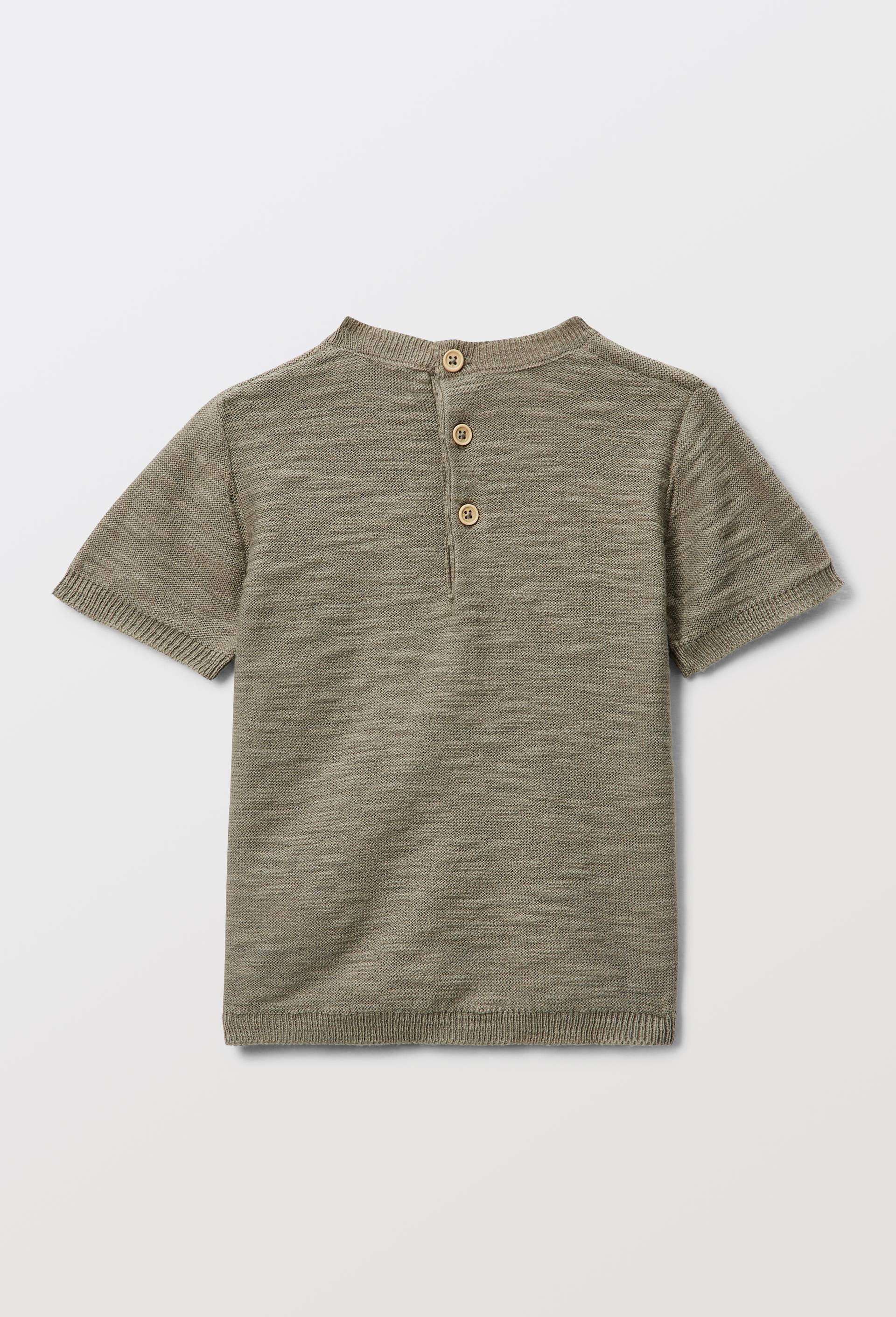 T-shirt manches courtes en tricot uni en coton, Vert, large image number 2
