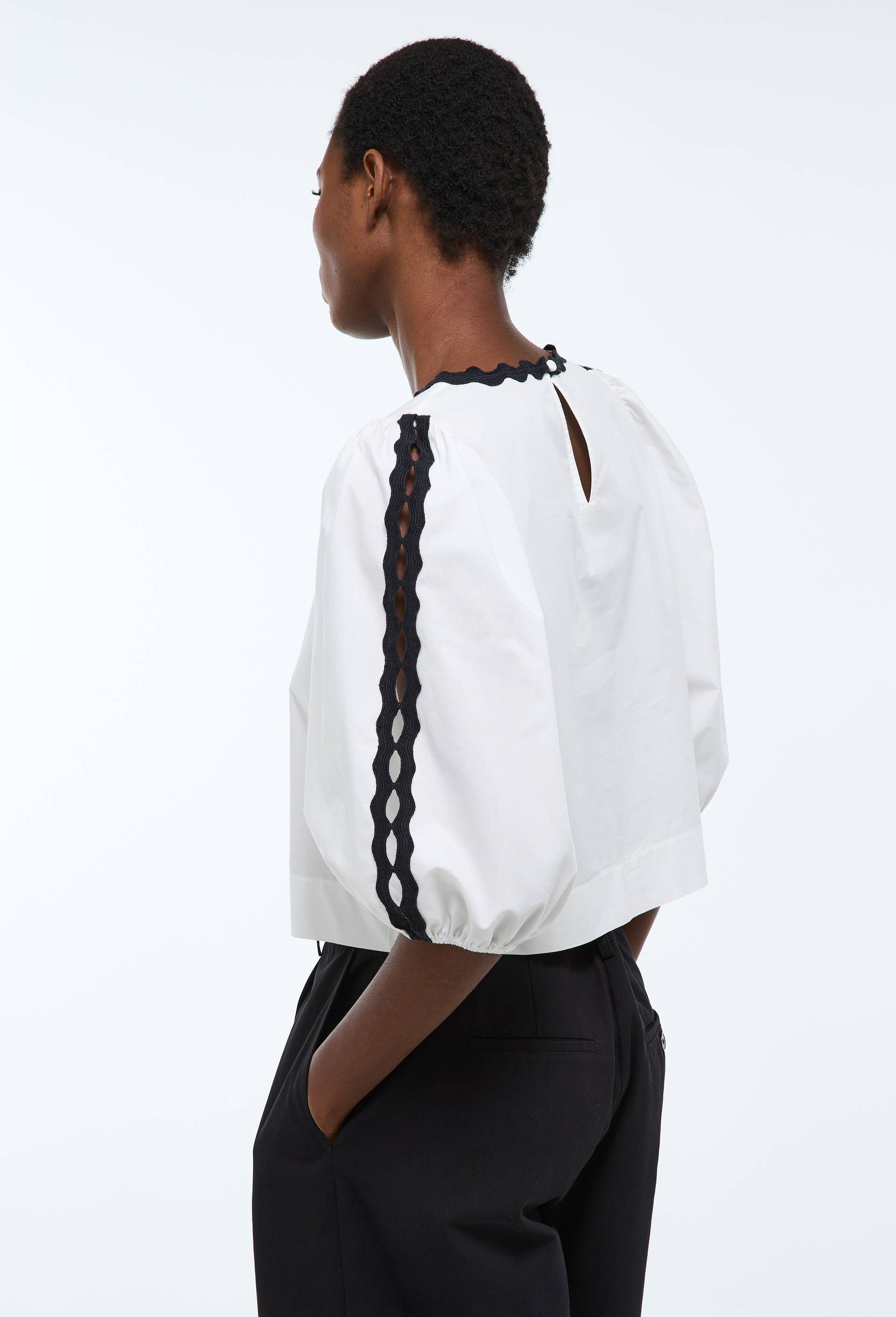 Blouse manches bouffantes en coton BIO GOTS, Ecru, large image number 1.0